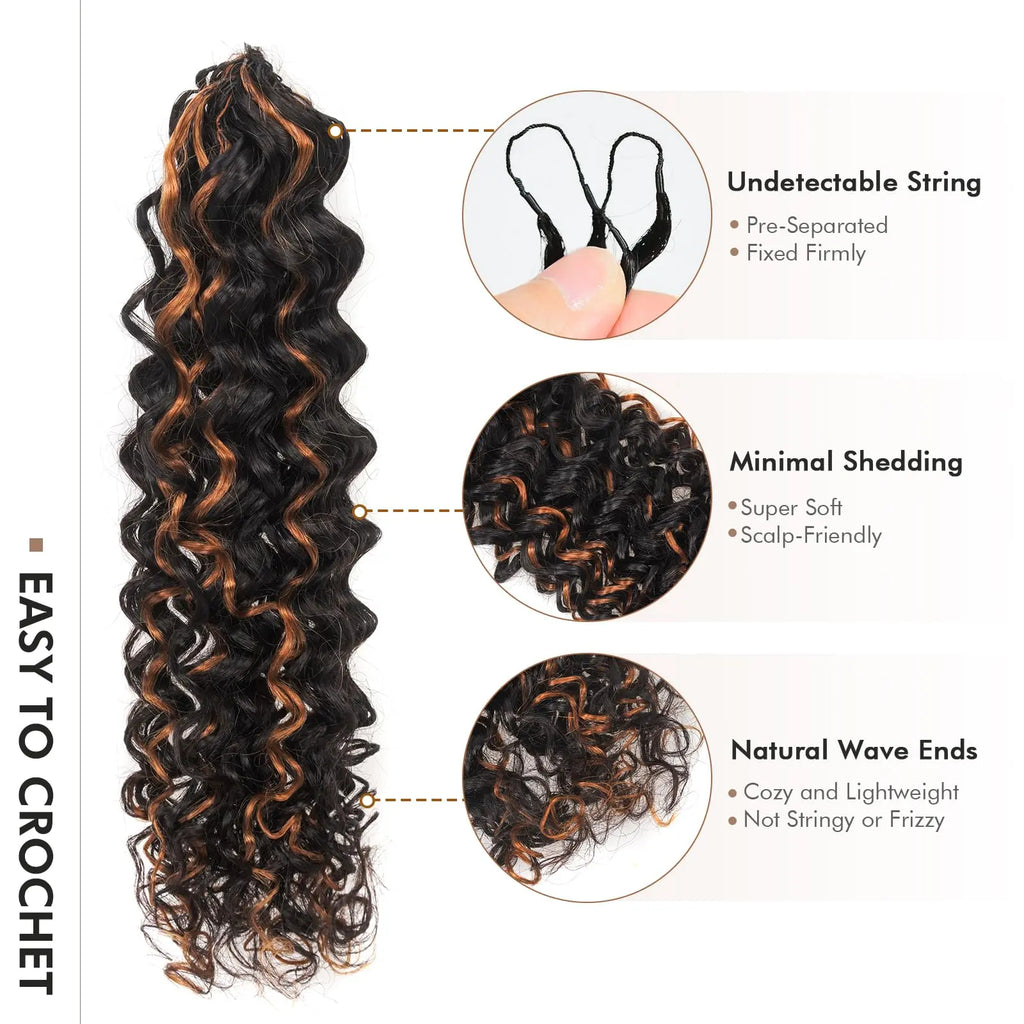 ( US ONLY) FAST SHIPPING丨ToyoTress Human Crochet Hair Kinky Curly - Feather-Line Invisible Knotless Crochet Human Hair For Black Women Brown Highlight Braiding Hair Toyotress