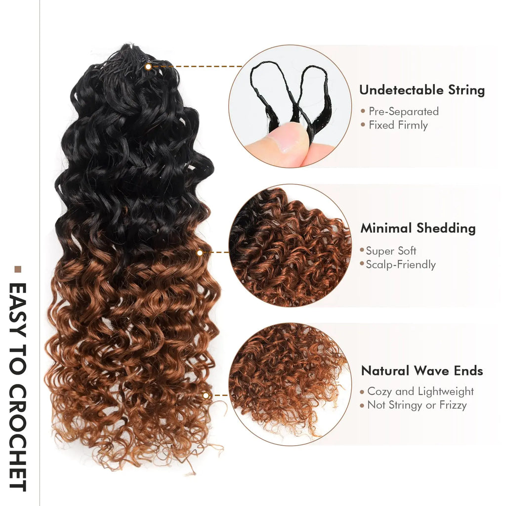( US ONLY) FAST SHIPPING丨ToyoTress Human Crochet Hair Kinky Curly - Feather-Line Invisible Knotless Crochet Human Hair For Black Women Brown Highlight Braiding Hair Toyotress