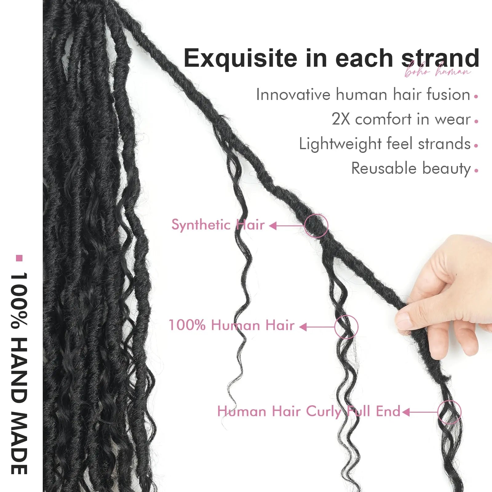 ( US ONLY) FAST SHIPPING Boho Human Hair Locs | Toyotress® Boho Human Hair Locs - 8 Packs Pre-Looped Crochet Locs With Human Hair Curls, Ombre Brown Human Hair Locs With Curly Ends Braiding Hair Extensions Toyotress