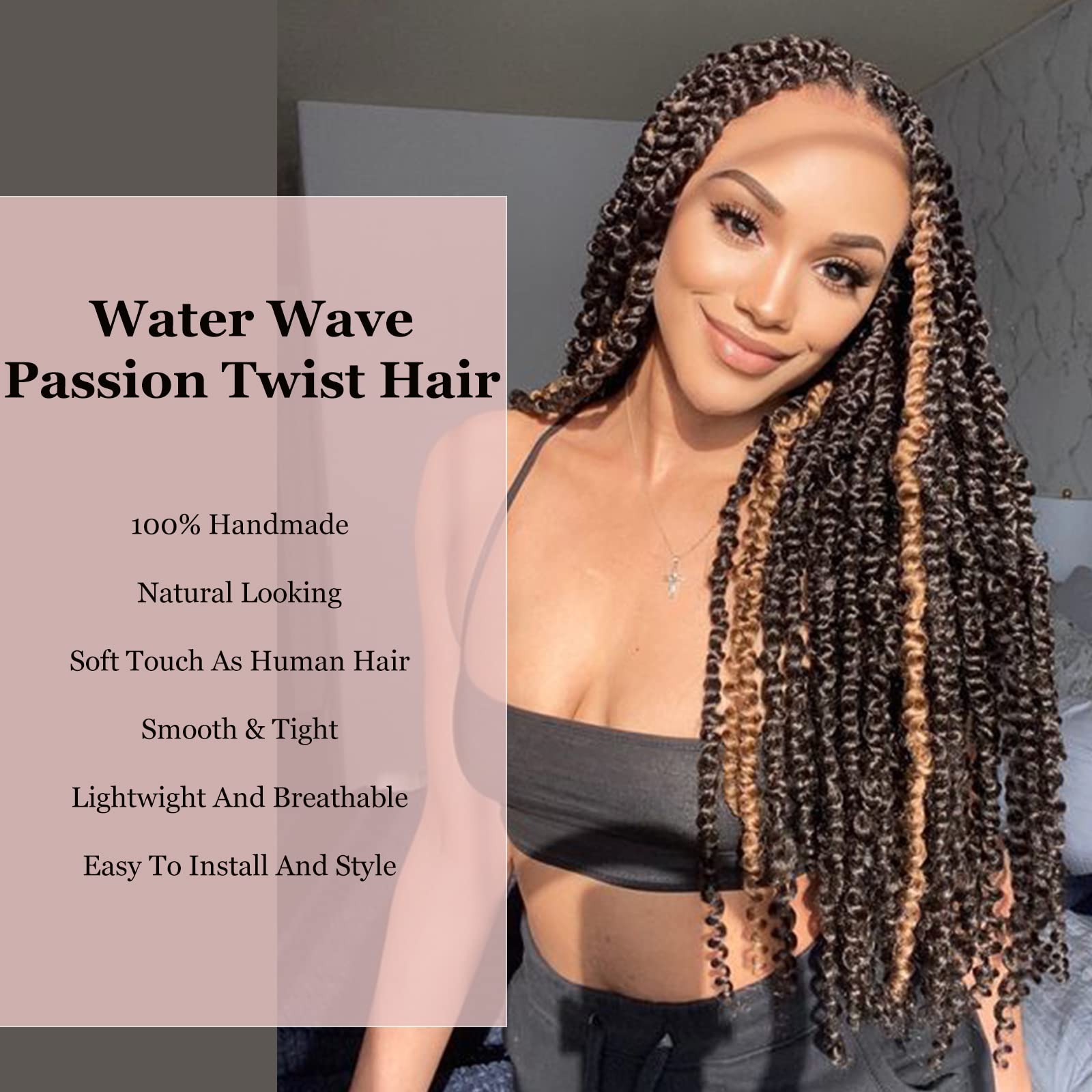 TOYOTRESS Water Wave Passion Twist Hair - Ombre Orange Water Wave Crochet Braids Synthetic Braiding Hair Extensions