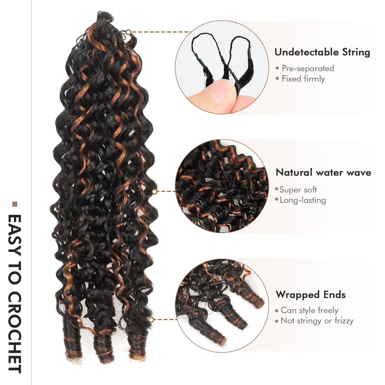 ( US ONLY) FAST SHIPPING HBC丨ToyoTress Burmese Curly Crochet Human Hair - Feather-Line Invisible Knotless Crochet Human Hair Brown Highlight Braiding Hair Toyotress