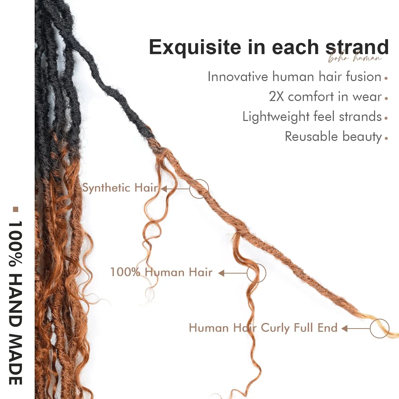 ( US ONLY) FAST SHIPPING Boho Human Hair Locs | Toyotress® Boho Human Hair Locs - 8 Packs Pre-Looped Crochet Locs With Human Hair Curls, Ombre Brown Human Hair Locs With Curly Ends Braiding Hair Extensions Toyotress