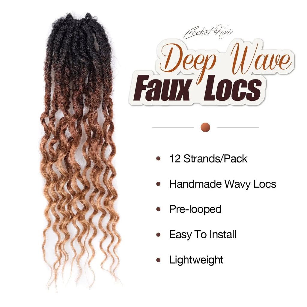 ( US ONLY) FAST SHIPPING DTL | Toyotress® Unique Deep Wave Locs Crochet French Locs With Long Curly Ends Crochet Hair Pre Looped Deep Wave Locs Braiding Hair For Women Toyotress