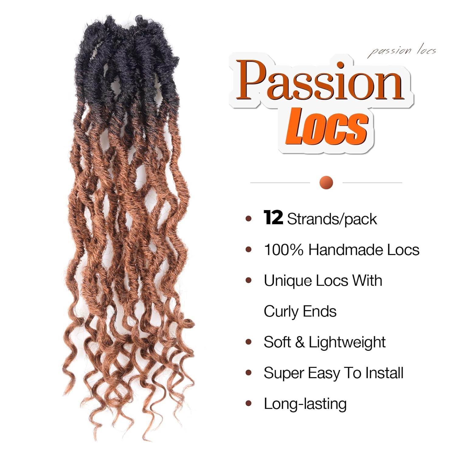 Toyotress Passion Locs Crochet Hair 10-18 Inch| Pre-Looped Handmade Curly Hair Crochet Synthetic Braiding Hair