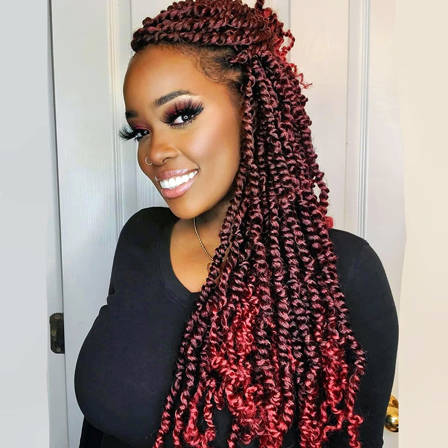 TOYOTRESS Water Wave Passion Twist Hair - Ombre Orange Water Wave Crochet Braids Synthetic Braiding Hair Extensions