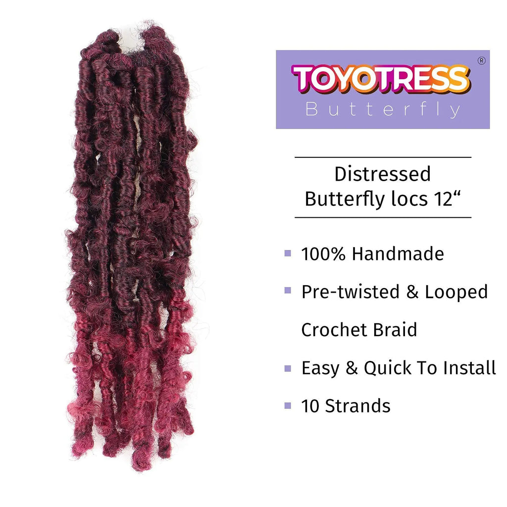 ( US ONLY) FAST SHIPPING DBL | Toyotress® Butterfly Locs Pre-Looped Distressed Locs Braiding Synthetic Crochet Hair Extensions Toyotress