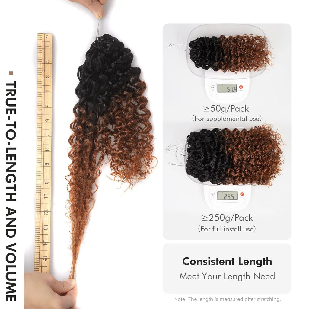 ( US ONLY) FAST SHIPPING丨ToyoTress Human Crochet Hair Kinky Curly - Feather-Line Invisible Knotless Crochet Human Hair For Black Women Brown Highlight Braiding Hair Toyotress