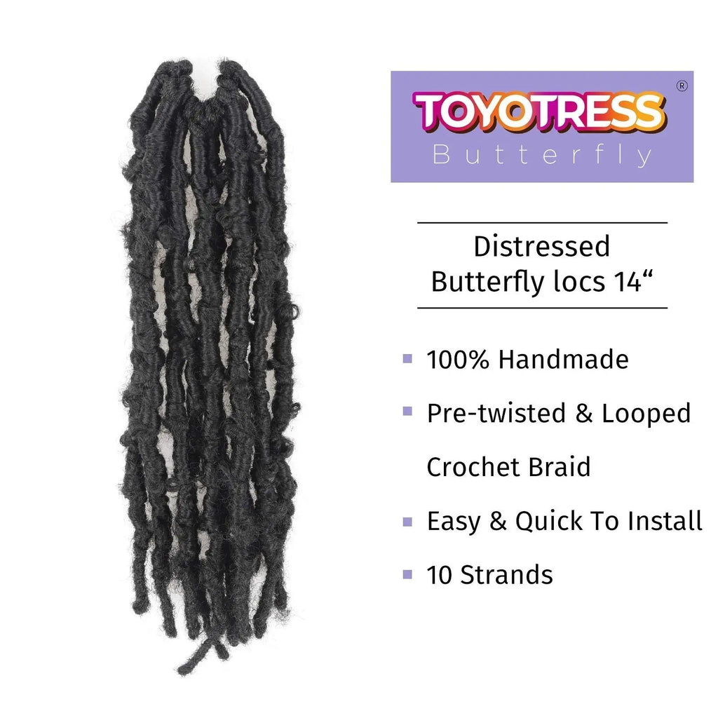 ( US ONLY) FAST SHIPPING DBL | Toyotress® Butterfly Locs Pre-Looped Distressed Locs Braiding Synthetic Crochet Hair Extensions Toyotress