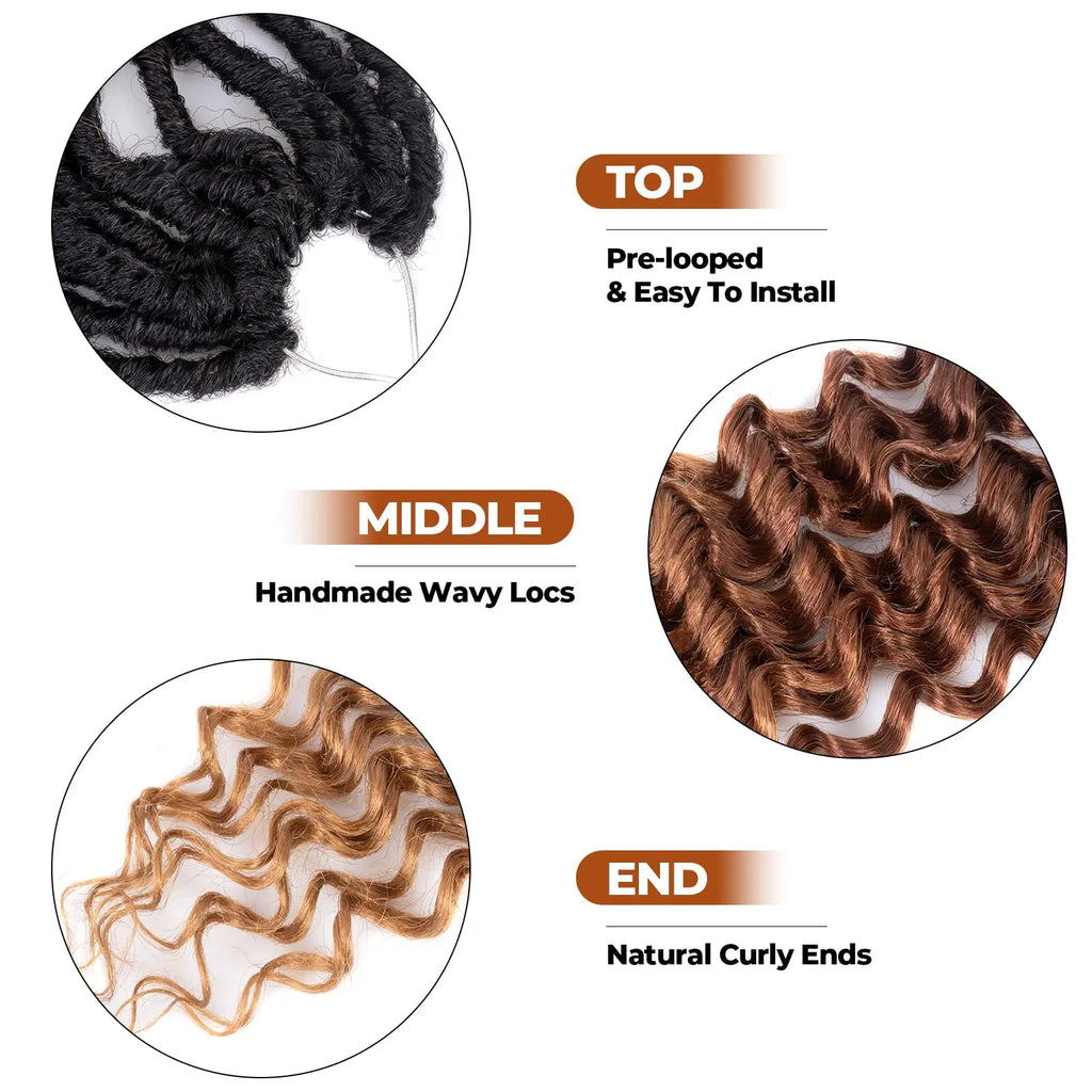( US ONLY) FAST SHIPPING DTL | Toyotress® Unique Deep Wave Locs Crochet French Locs With Long Curly Ends Crochet Hair Pre Looped Deep Wave Locs Braiding Hair For Women Toyotress