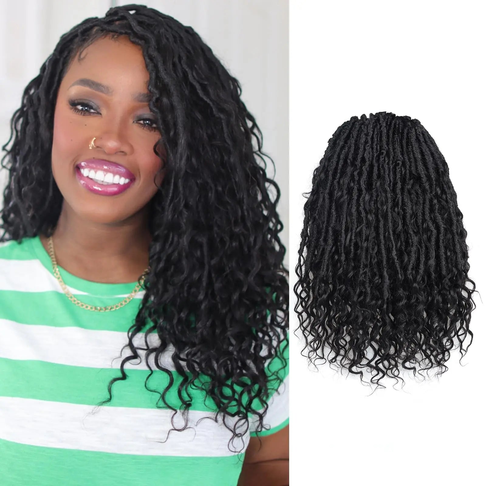 ( US ONLY) FAST SHIPPING PHLocs | Toyotress® Updated Boho Locs With Human Hair Curls Pre Looped Goddess Boho Dreadlocks Curly Ends Hair Extensions Toyotress