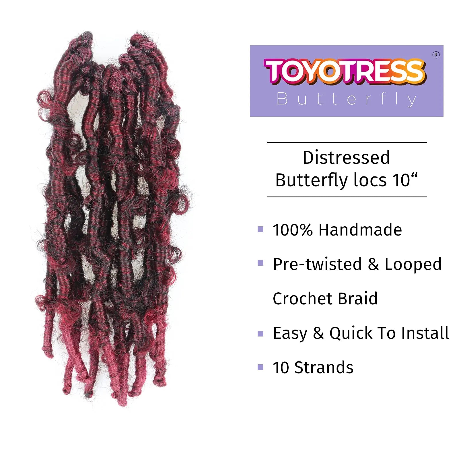 Toyotress Distressed Butterfly Locs Pre-twisted Distressed Synthetic Crochet Hair