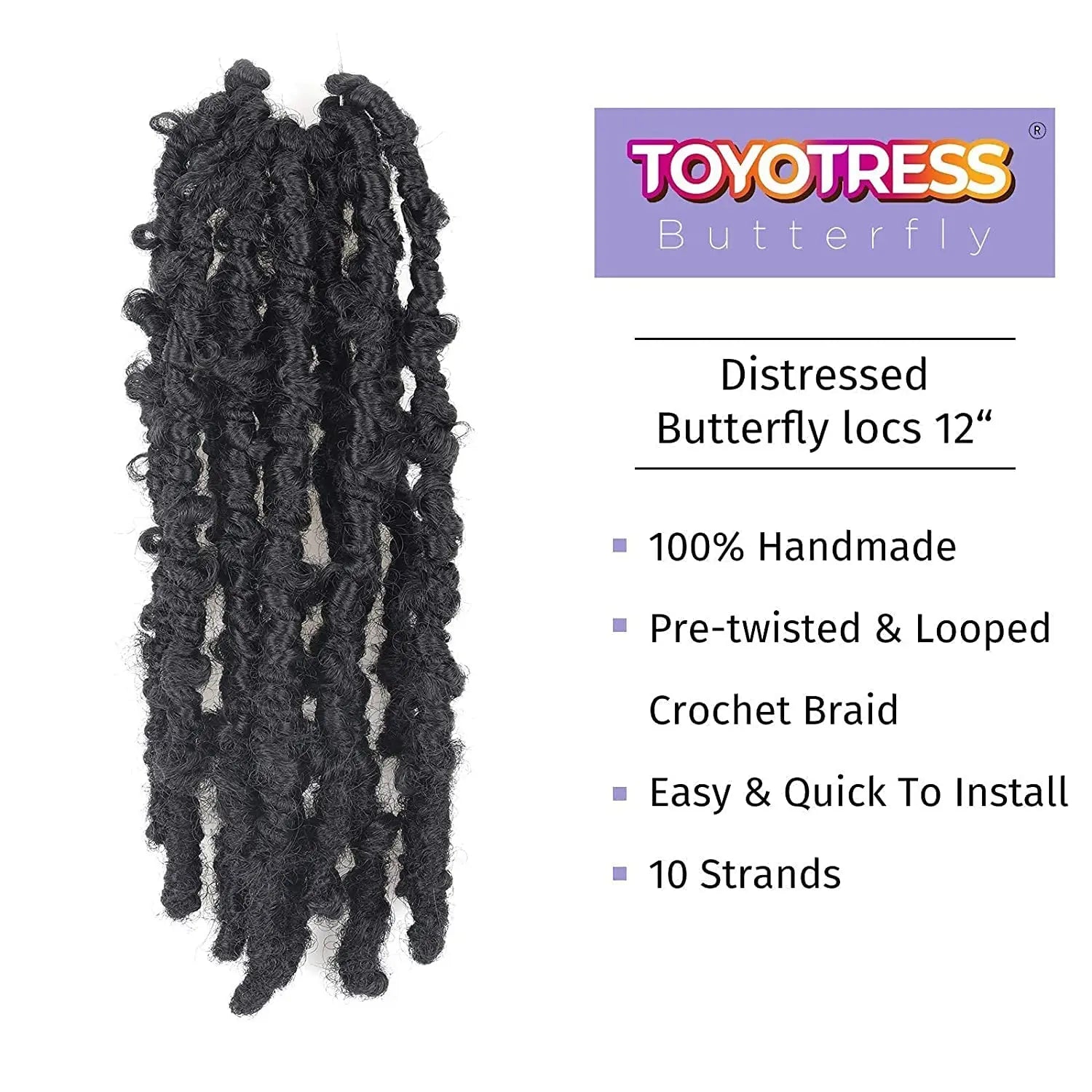 Toyotress Distressed Butterfly Locs Pre-twisted Distressed Synthetic Crochet Hair
