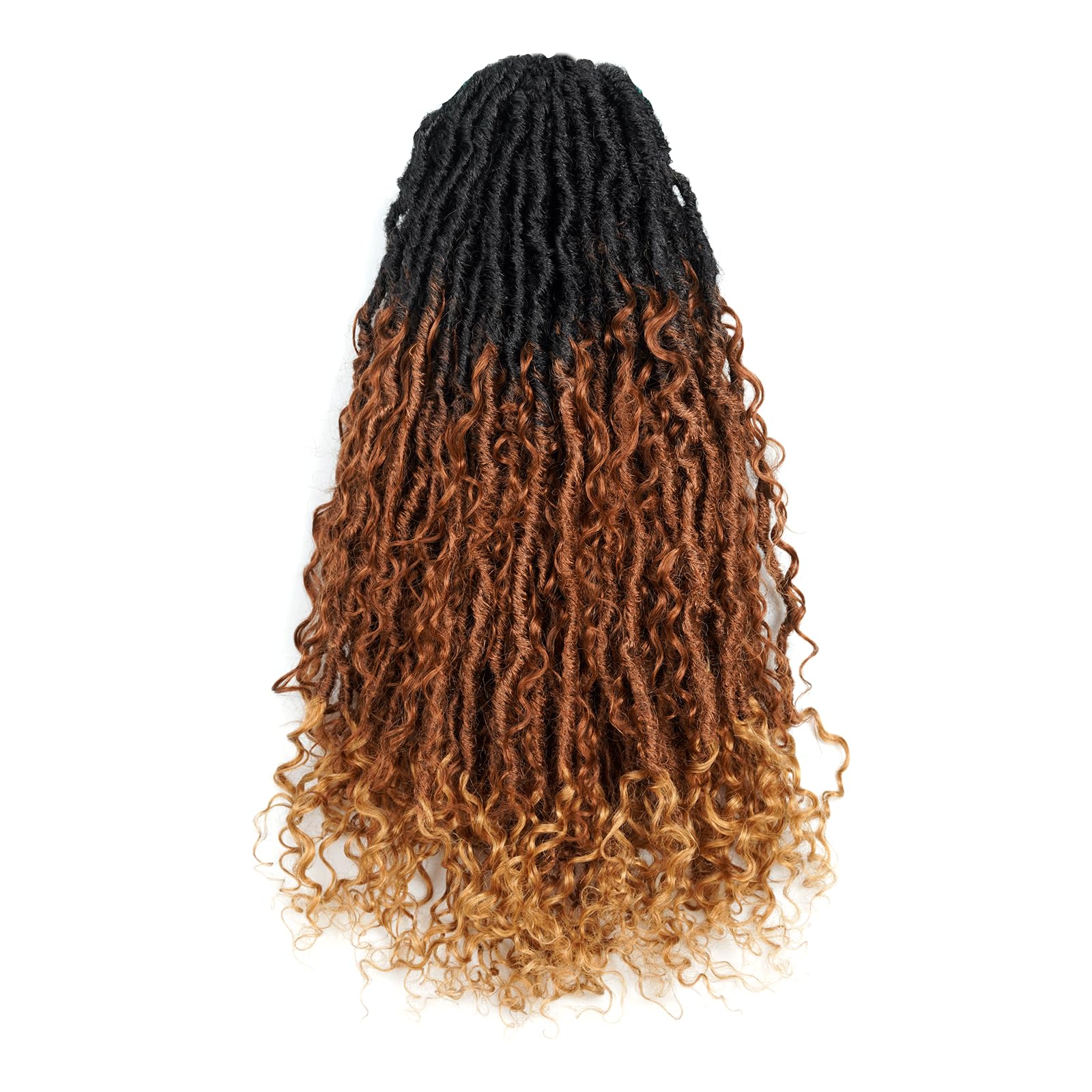 ( US ONLY) FAST SHIPPING Boho Human Hair Locs | Toyotress Boho Human Hair Locs - 8 Packs Pre-Looped Crochet Locs With Human Hair Curls, Ombre Brown Human Hair Locs With Curly Ends Braiding Hair Extensions