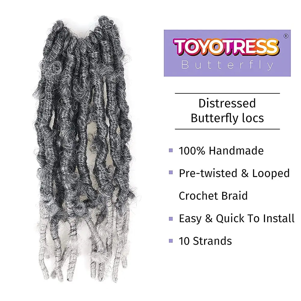 ( US ONLY) FAST SHIPPING DBL | Toyotress® Butterfly Locs Pre-Looped Distressed Locs Braiding Synthetic Crochet Hair Extensions Toyotress
