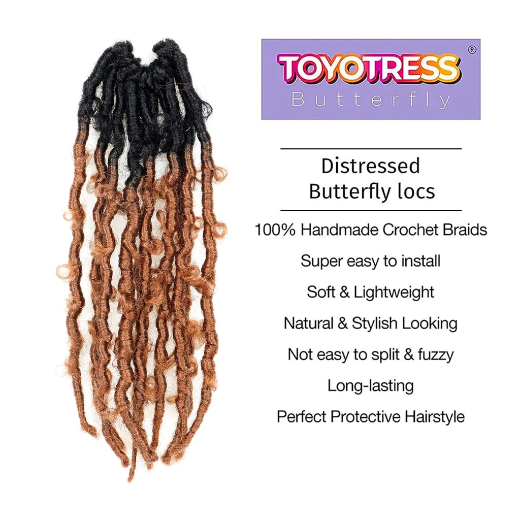 ( US ONLY) FAST SHIPPING DBL | Toyotress® Butterfly Locs Pre-Looped Distressed Locs Braiding Synthetic Crochet Hair Extensions Toyotress