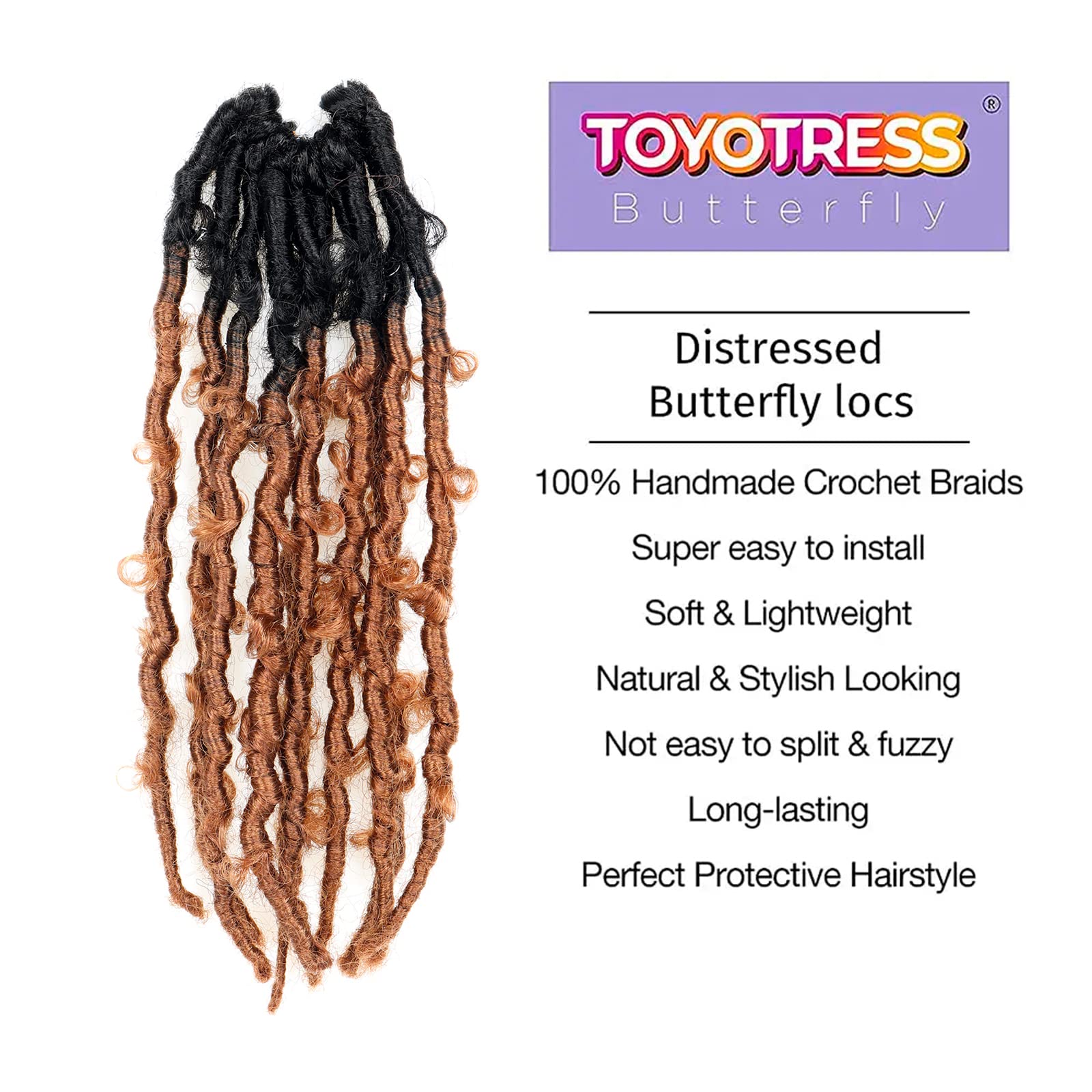 Toyotress Distressed Butterfly Locs Pre-twisted Distressed Synthetic Crochet Hair