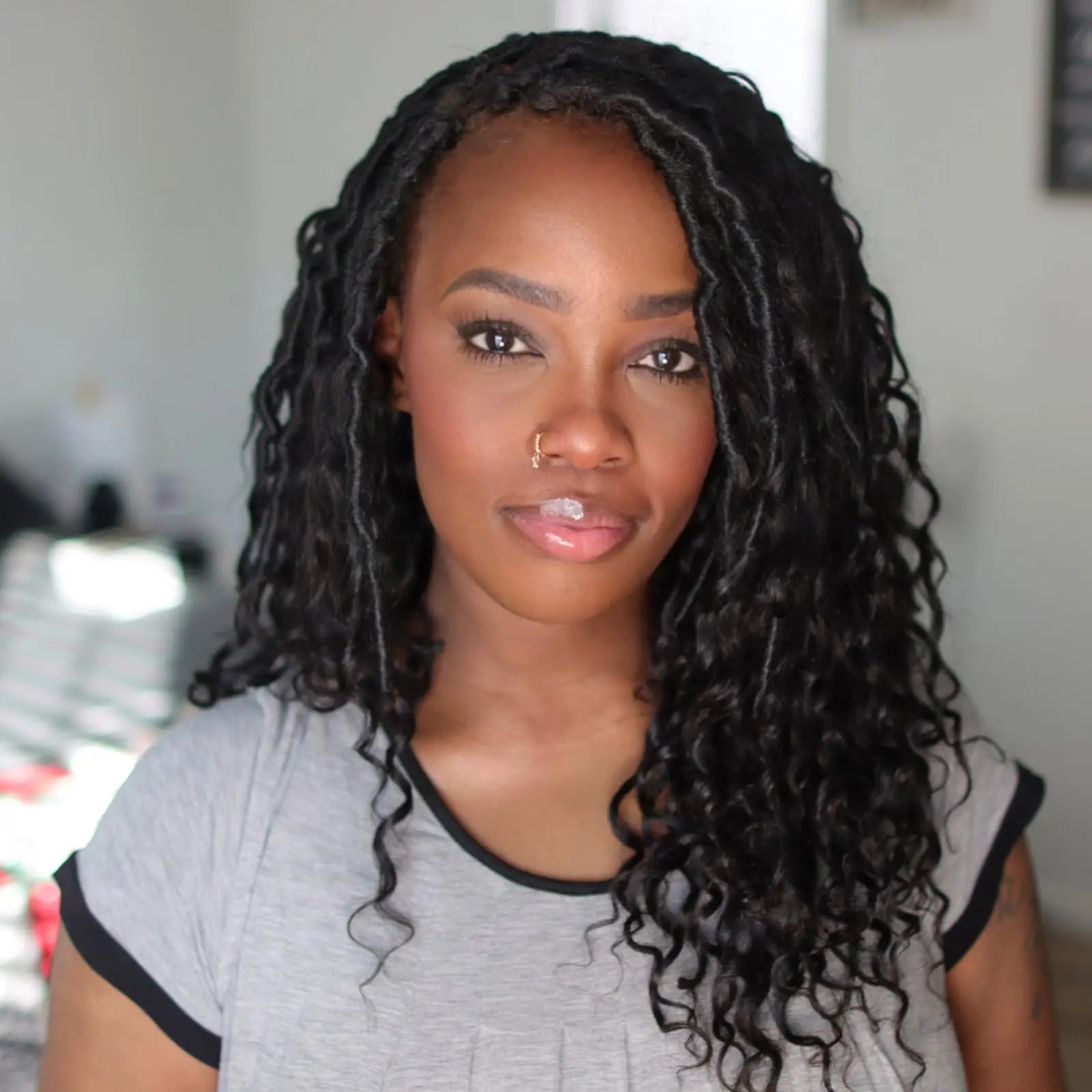 ( US ONLY) FAST SHIPPING PHLocs | Toyotress® Updated Boho Locs With Human Hair Curls Pre Looped Goddess Boho Dreadlocks Curly Ends Hair Extensions Toyotress