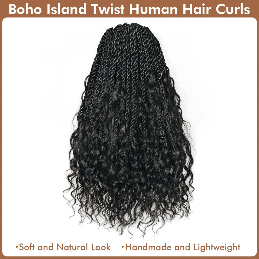 ( US ONLY) FAST SHIPPING HBIT | Toyotress® Boho Island Twist with Human Hair Curls Crochet Hair Senegalese Twist Pre Looped Braiding Hair With Human Hair Curly Ends Toyotress