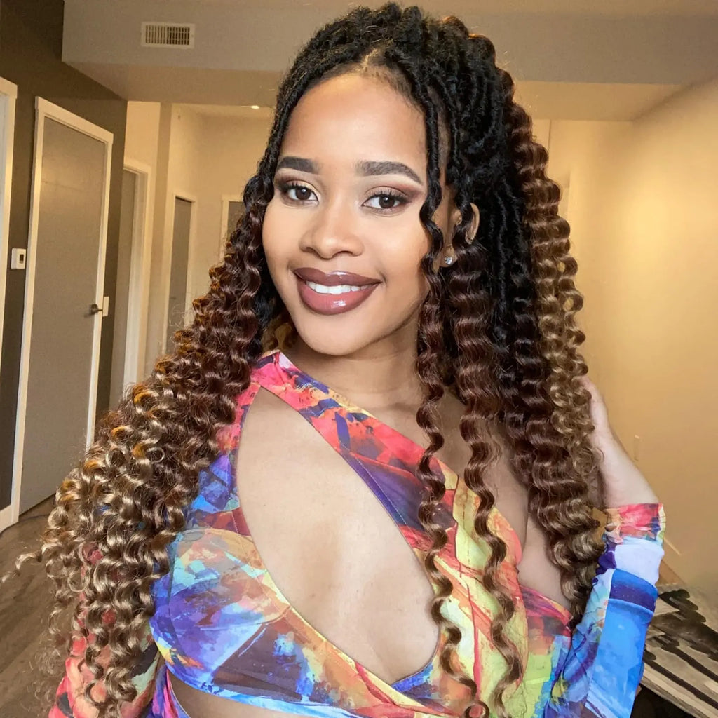 ( US ONLY) FAST SHIPPING DTL | Toyotress® Unique Deep Wave Locs Crochet French Locs With Long Curly Ends Crochet Hair Pre Looped Deep Wave Locs Braiding Hair For Women Toyotress