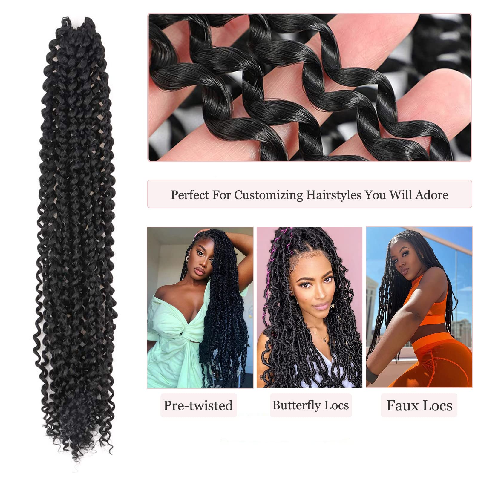 TOYOTRESS Water Wave Passion Twist Hair - Ombre Orange Water Wave Crochet Braids Synthetic Braiding Hair Extensions