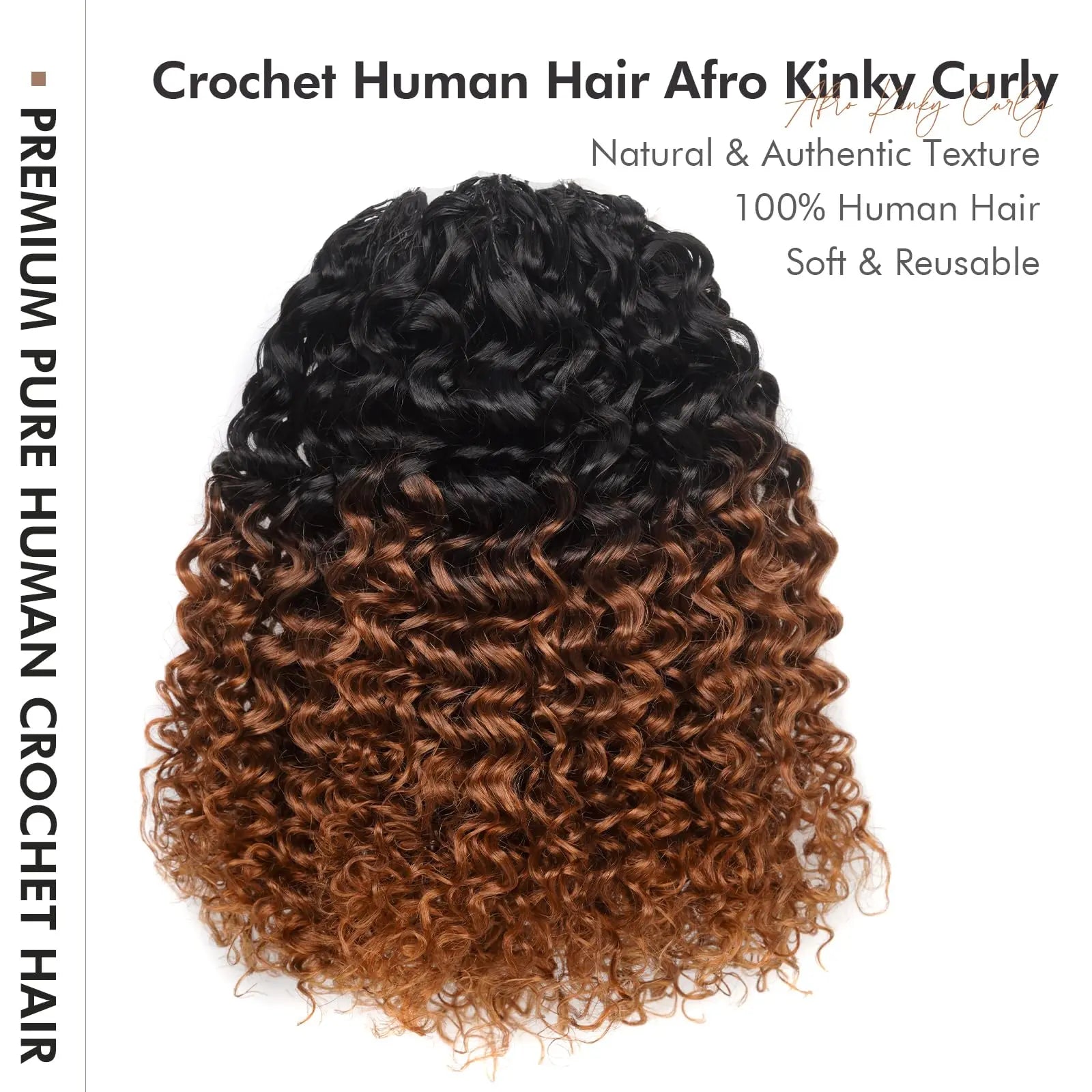 ( US ONLY) FAST SHIPPING丨ToyoTress Human Crochet Hair Kinky Curly - Feather-Line Invisible Knotless Crochet Human Hair For Black Women Brown Highlight Braiding Hair Toyotress