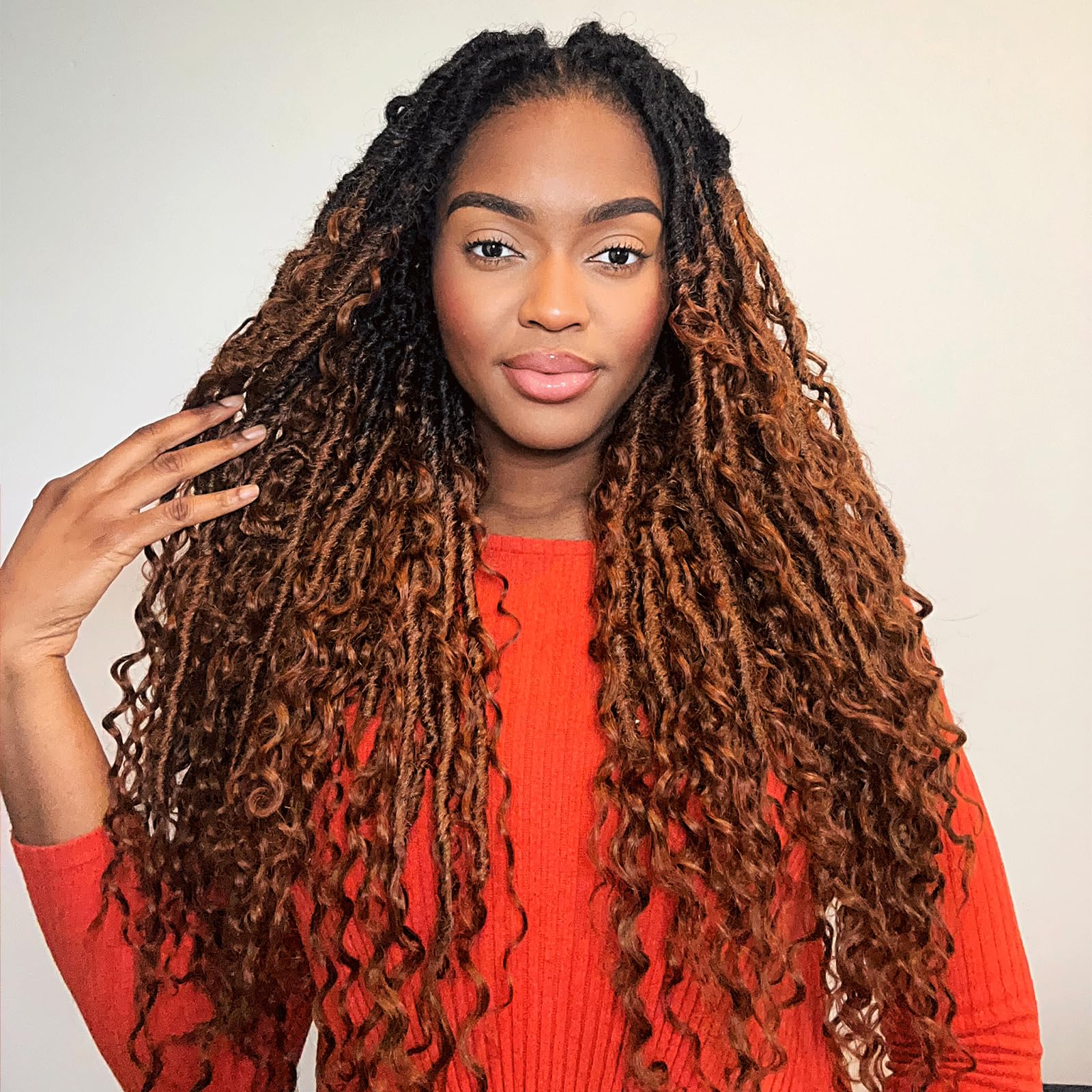 ( US ONLY) FAST SHIPPING Boho Human Hair Locs | Toyotress Boho Human Hair Locs - 8 Packs Pre-Looped Crochet Locs With Human Hair Curls, Ombre Brown Human Hair Locs With Curly Ends Braiding Hair Extensions