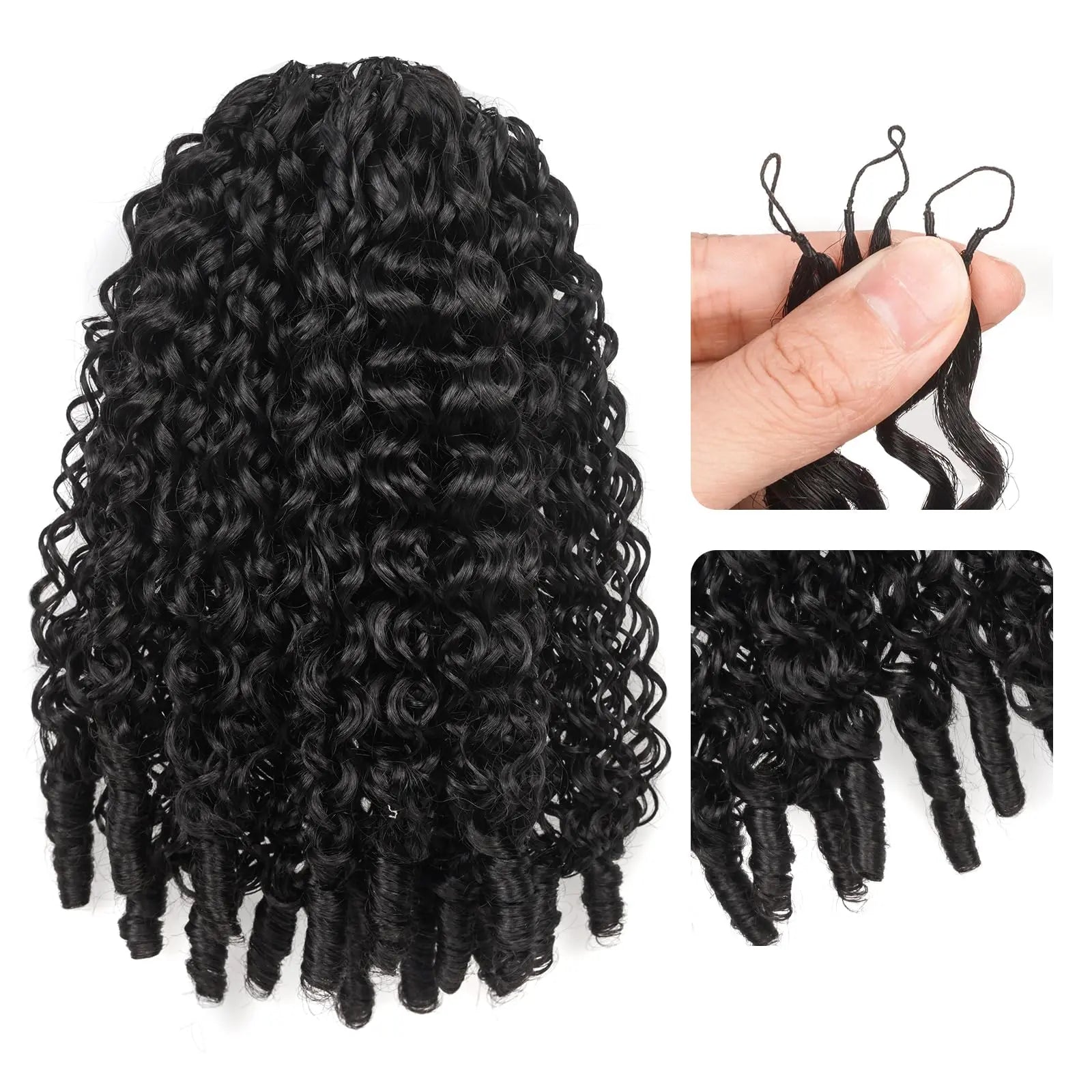 ( US ONLY) FAST SHIPPING HBC丨ToyoTress Burmese Curly Crochet Human Hair - Feather-Line Invisible Knotless Crochet Human Hair Brown Highlight Braiding Hair Toyotress