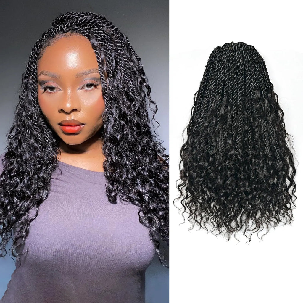 ( US ONLY) FAST SHIPPING HBIT | Toyotress® Boho Island Twist with Human Hair Curls Crochet Hair Senegalese Twist Pre Looped Braiding Hair With Human Hair Curly Ends Toyotress