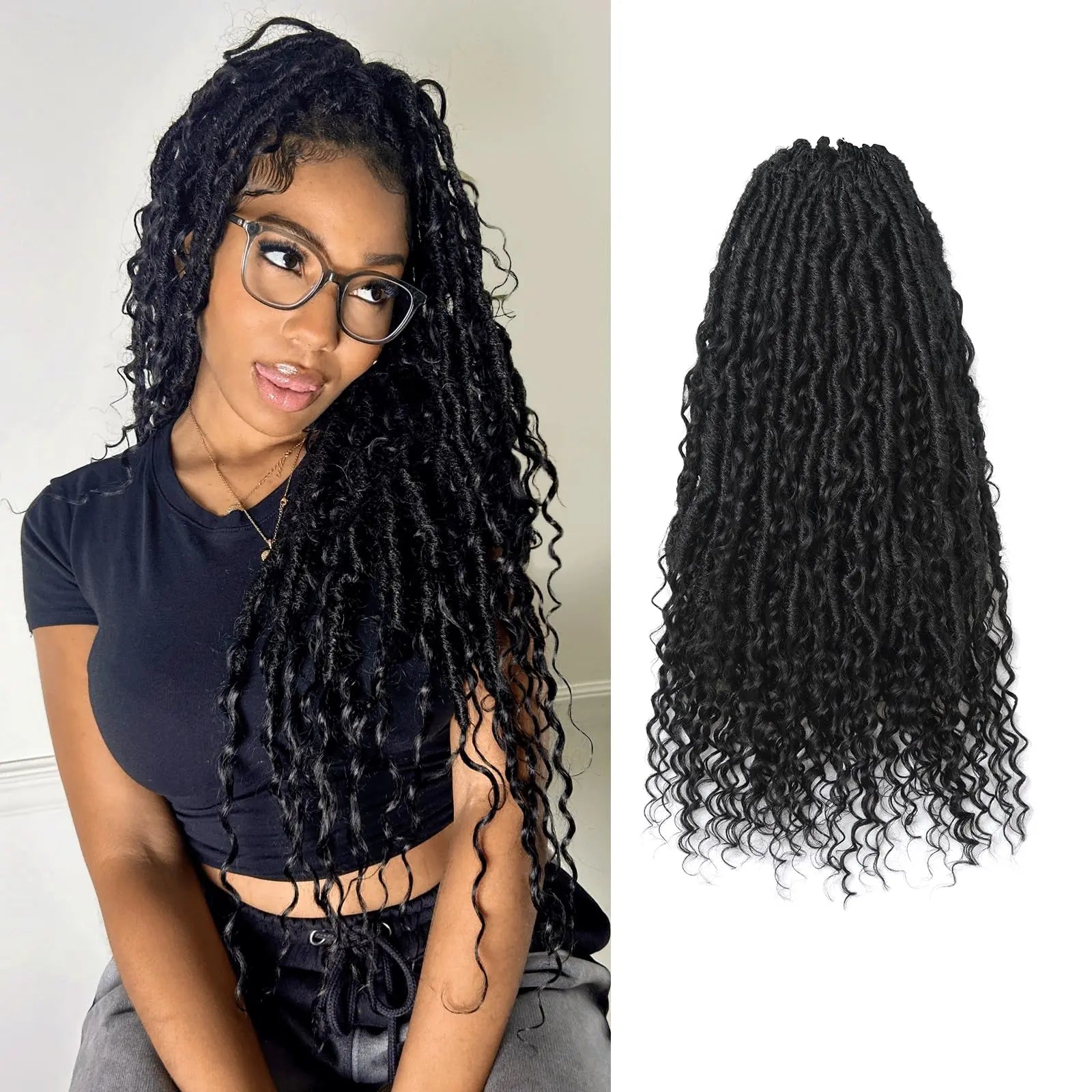( US ONLY) FAST SHIPPING Boho Human Hair Locs | Toyotress® Boho Human Hair Locs - 8 Packs Pre-Looped Crochet Locs With Human Hair Curls, Ombre Brown Human Hair Locs With Curly Ends Braiding Hair Extensions Toyotress