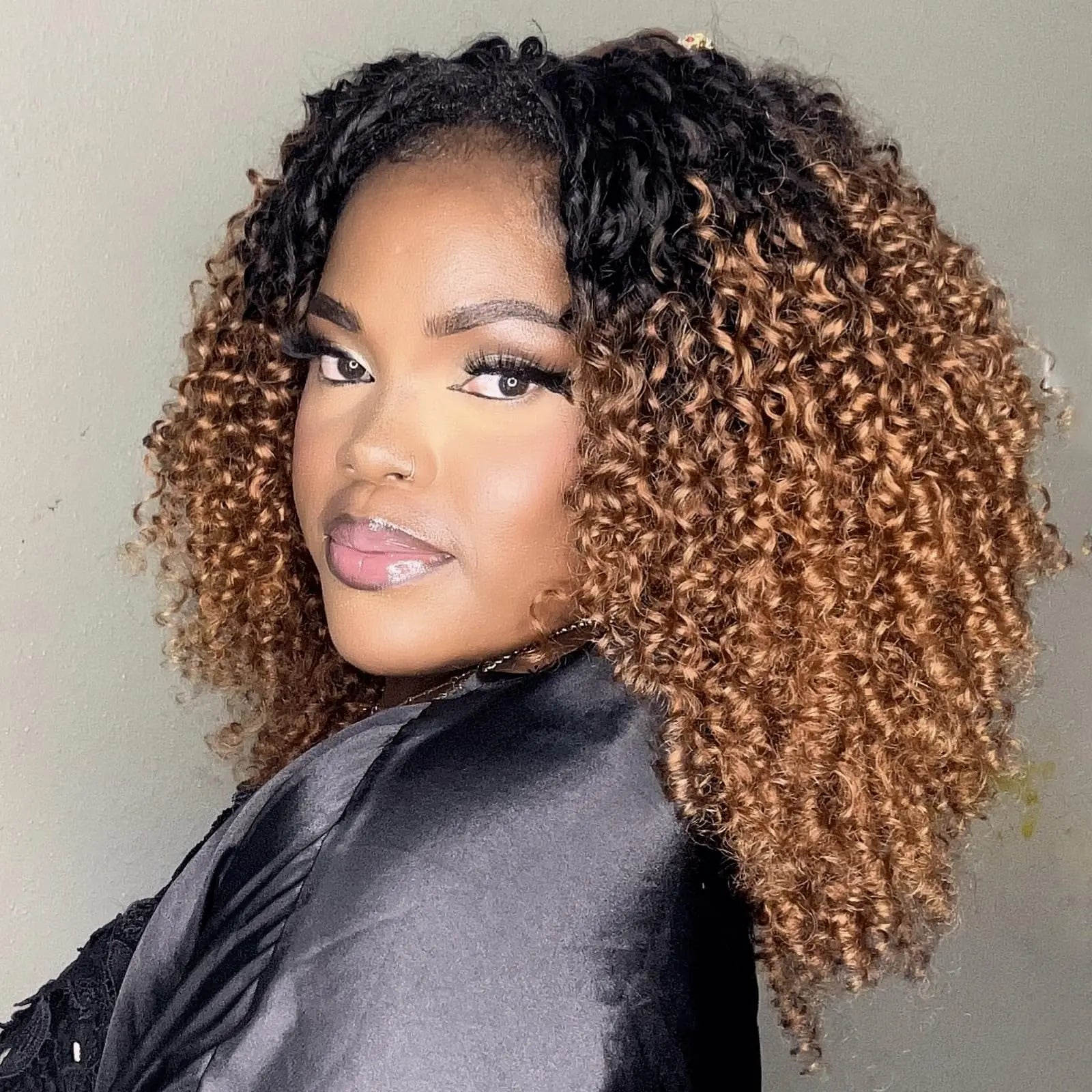 ( US ONLY) FAST SHIPPING HBC丨ToyoTress Burmese Curly Crochet Human Hair - Feather-Line Invisible Knotless Crochet Human Hair Brown Highlight Braiding Hair Toyotress