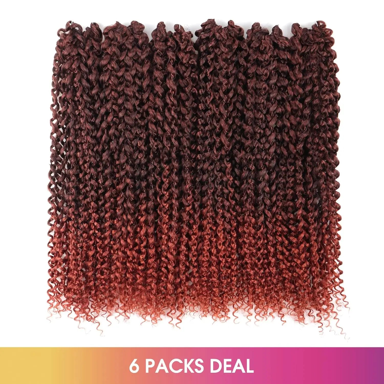 Clearance | TOYOTRESS Water Wave Passion Twist Hair 6/7 Packs - Ombre Orange Water Wave Crochet Braids Synthetic Braiding Hair Extensions Toyotress