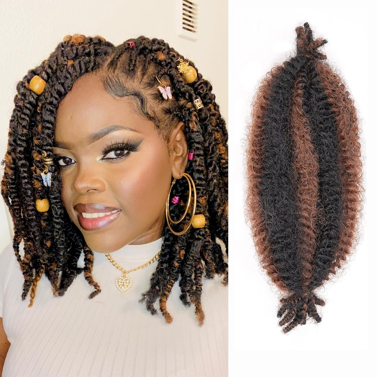 FAST SHIPPING 3-5 DAY SA | ToyoTress Springy Afro Twist Hair - Short Black Marley Hair For Faux Locs, Afro Kinky Curly Marley Twist Braiding Hair Extensions Synthetic