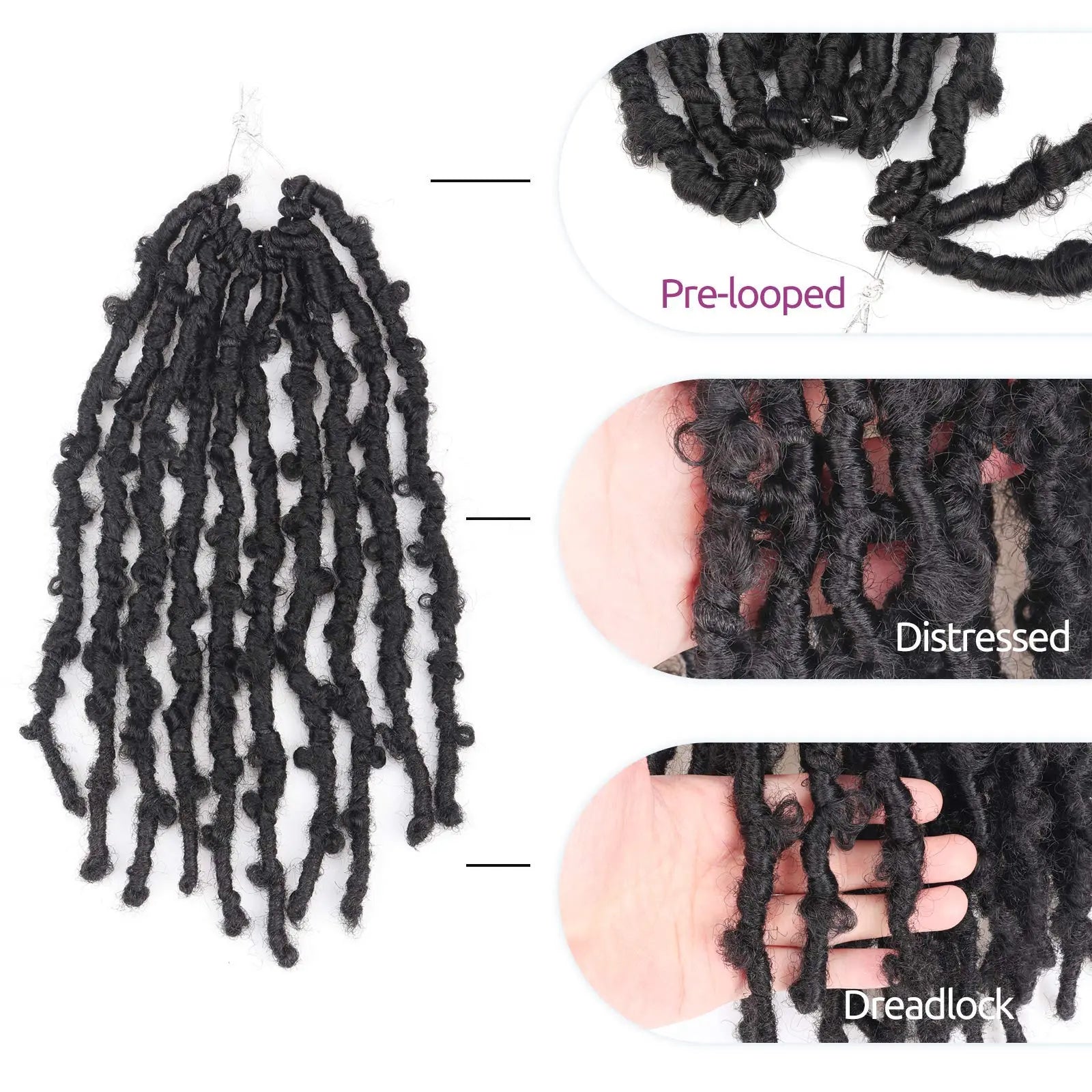 Toyotress Distressed Butterfly Locs Pre-twisted Distressed Synthetic Crochet Hair