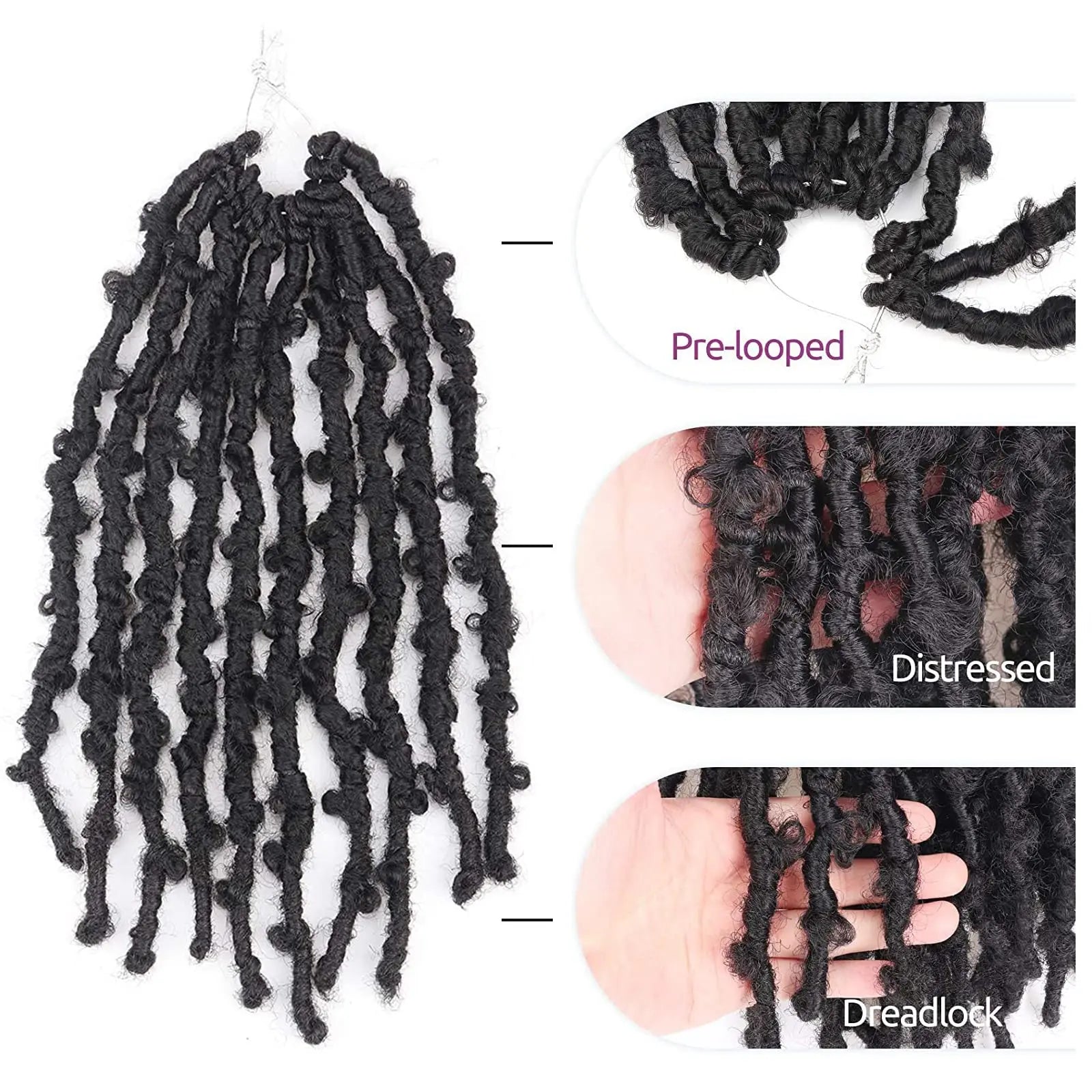 Toyotress Distressed Butterfly Locs Pre-twisted Distressed Synthetic Crochet Hair