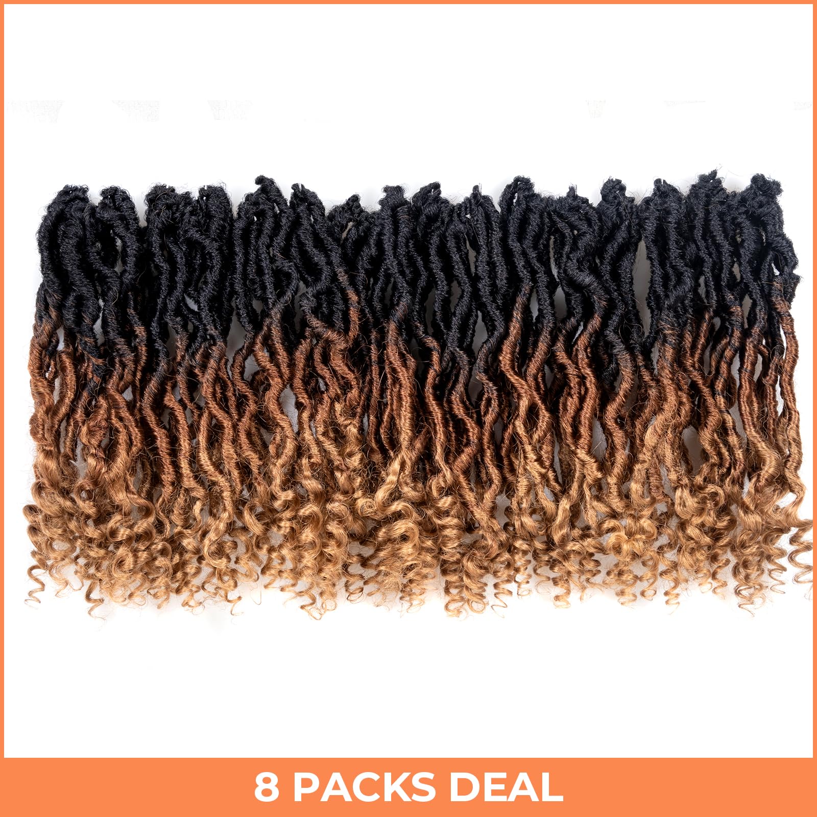 ( US ONLY) FAST SHIPPING PL | Toyotress Passion Faux Locs Crochet Hair Natural Faux Locs Crochet Hair Curly Ends, Short Bob Curly Locs Braids Pre-Looped Synthetic Braiding Hair Extensions