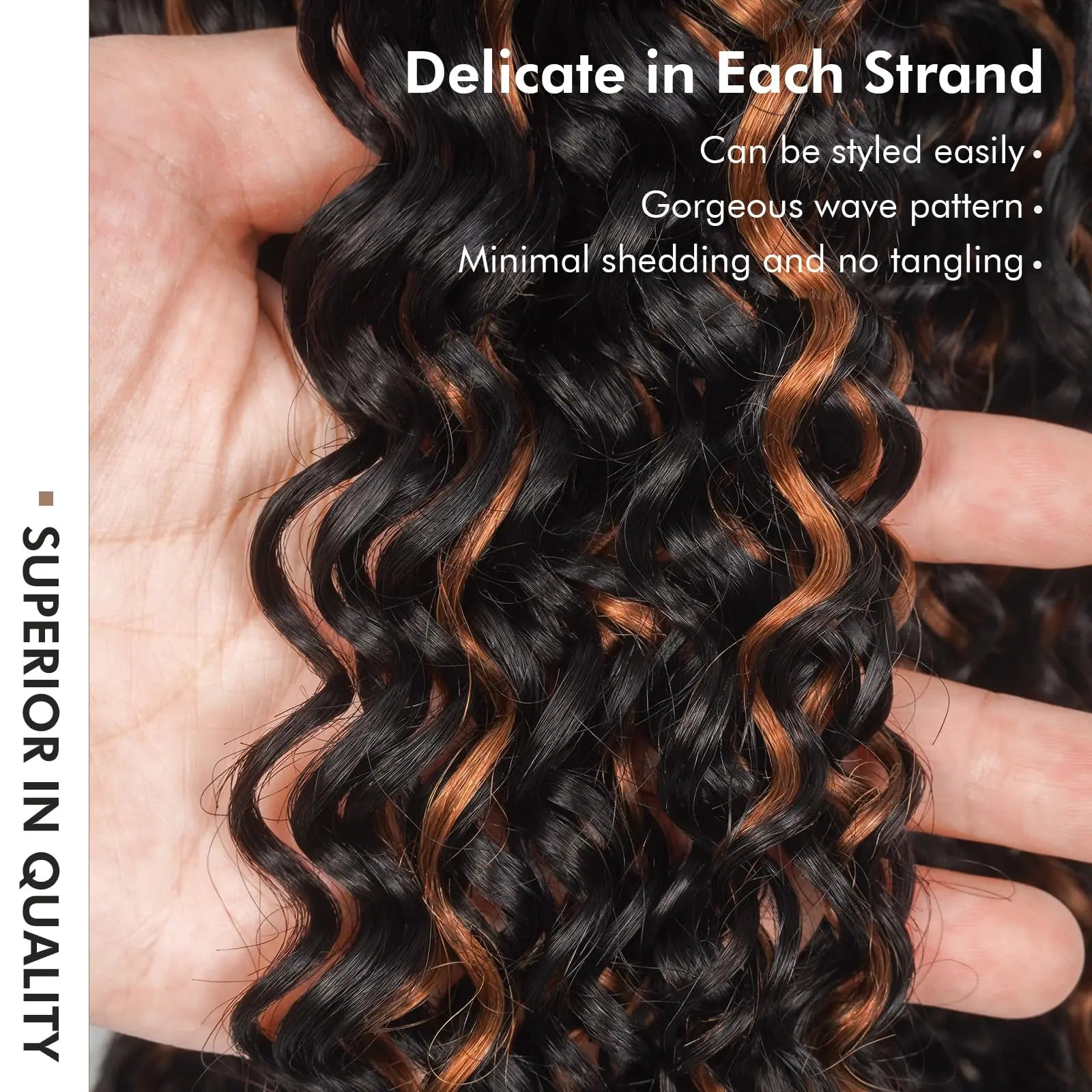 ( US ONLY) FAST SHIPPING HBC丨ToyoTress Burmese Curly Crochet Human Hair - Feather-Line Invisible Knotless Crochet Human Hair Brown Highlight Braiding Hair Toyotress