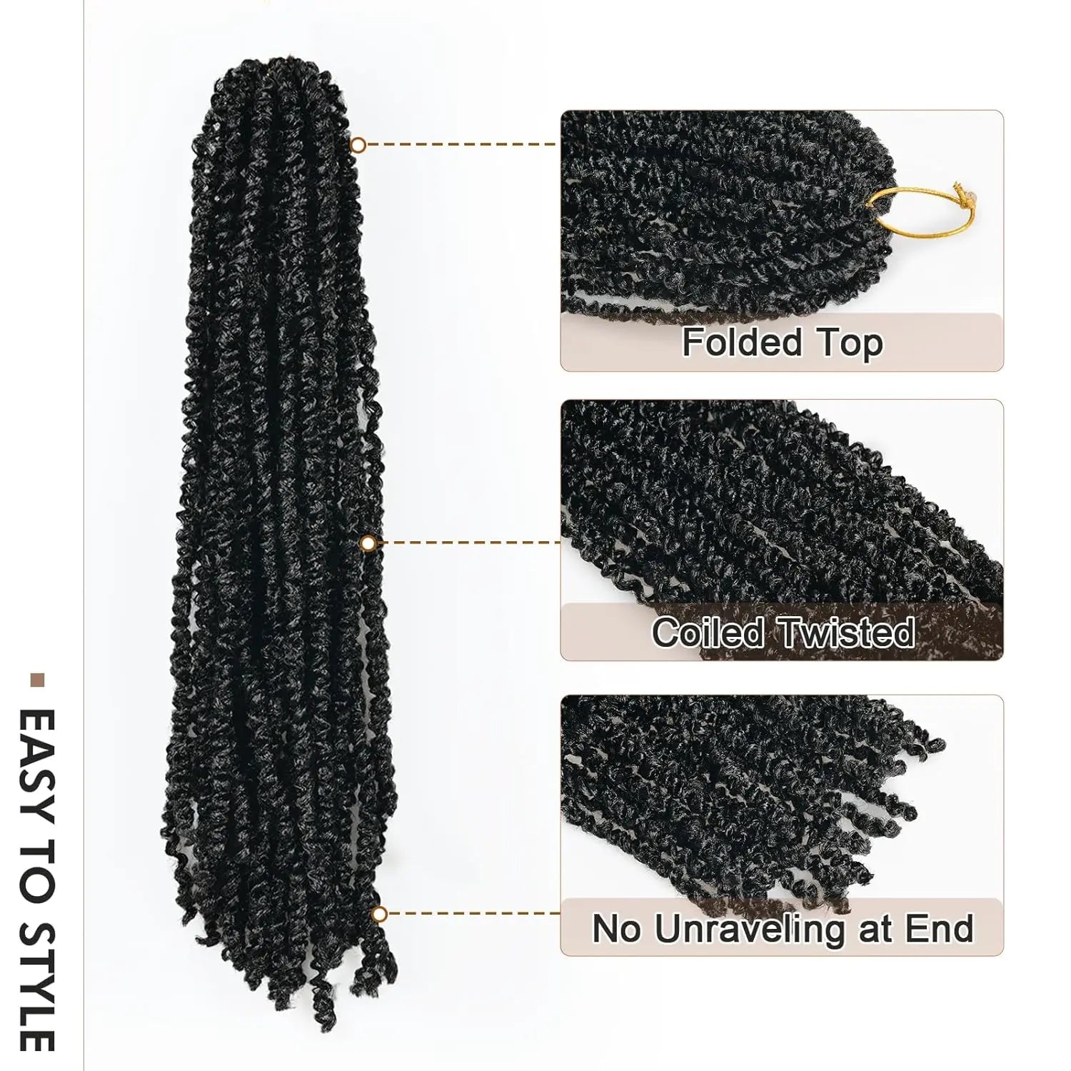 ( US ONLY) FAST SHIPPING丨ToyoTress® Micro Kinky Twist Crochet Hair - 8 Packs (240 Strands) Natural Black Mini Spring Passion Twist Crochet Braids Synthetic Braiding Hair Extensions Toyotress