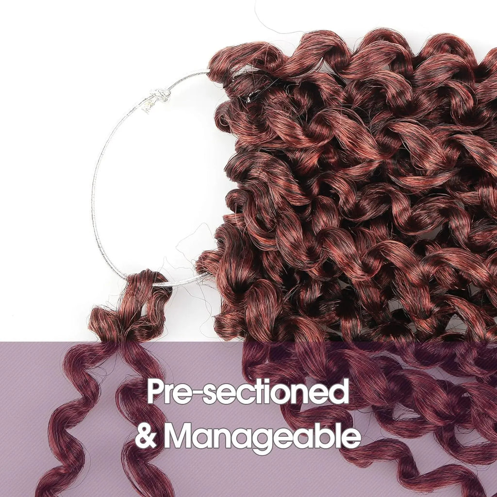 Clearance | TOYOTRESS Water Wave Passion Twist Hair 6/7 Packs - Ombre Orange Water Wave Crochet Braids Synthetic Braiding Hair Extensions Toyotress
