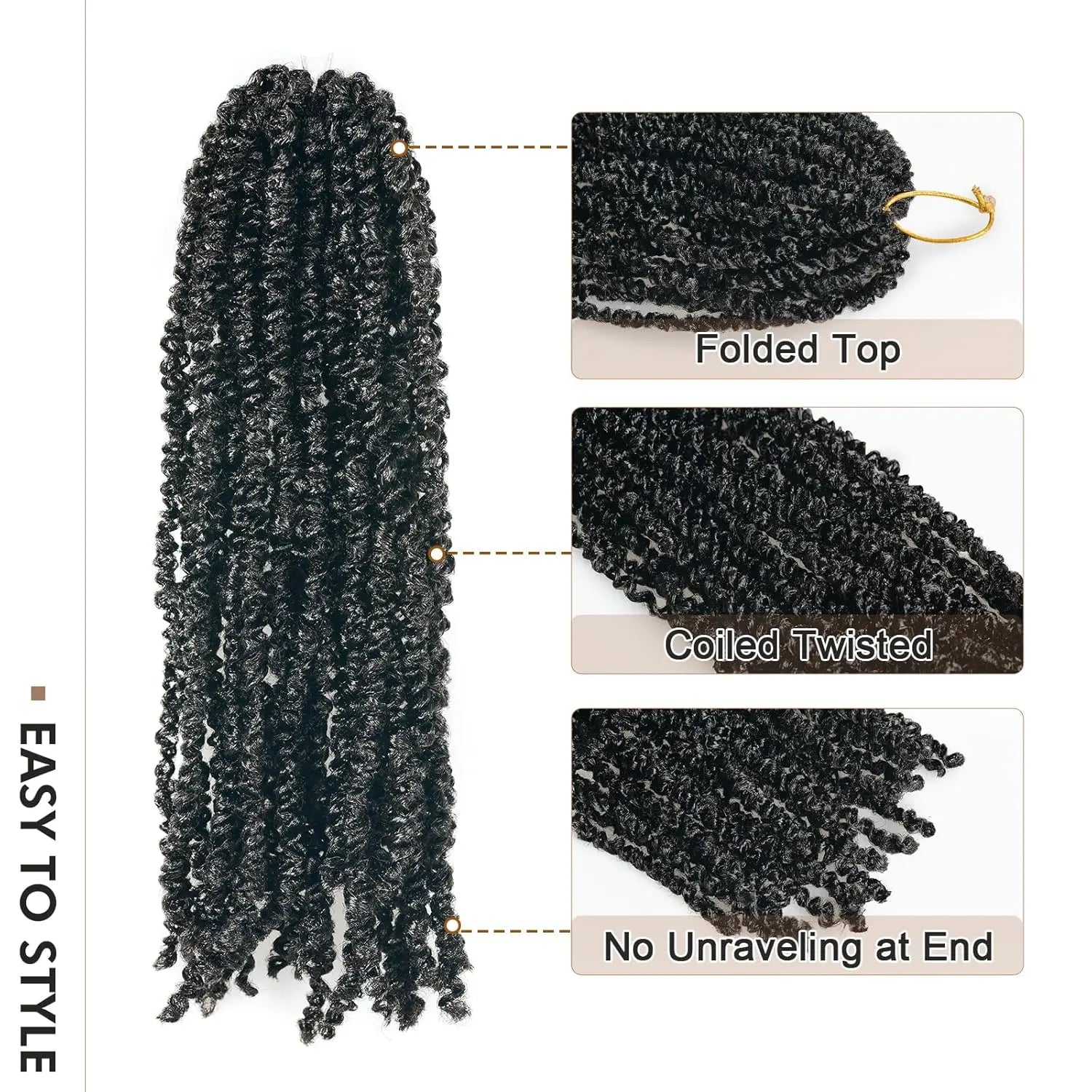 ( US ONLY) FAST SHIPPING丨ToyoTress® Micro Kinky Twist Crochet Hair - 8 Packs (240 Strands) Natural Black Mini Spring Passion Twist Crochet Braids Synthetic Braiding Hair Extensions Toyotress
