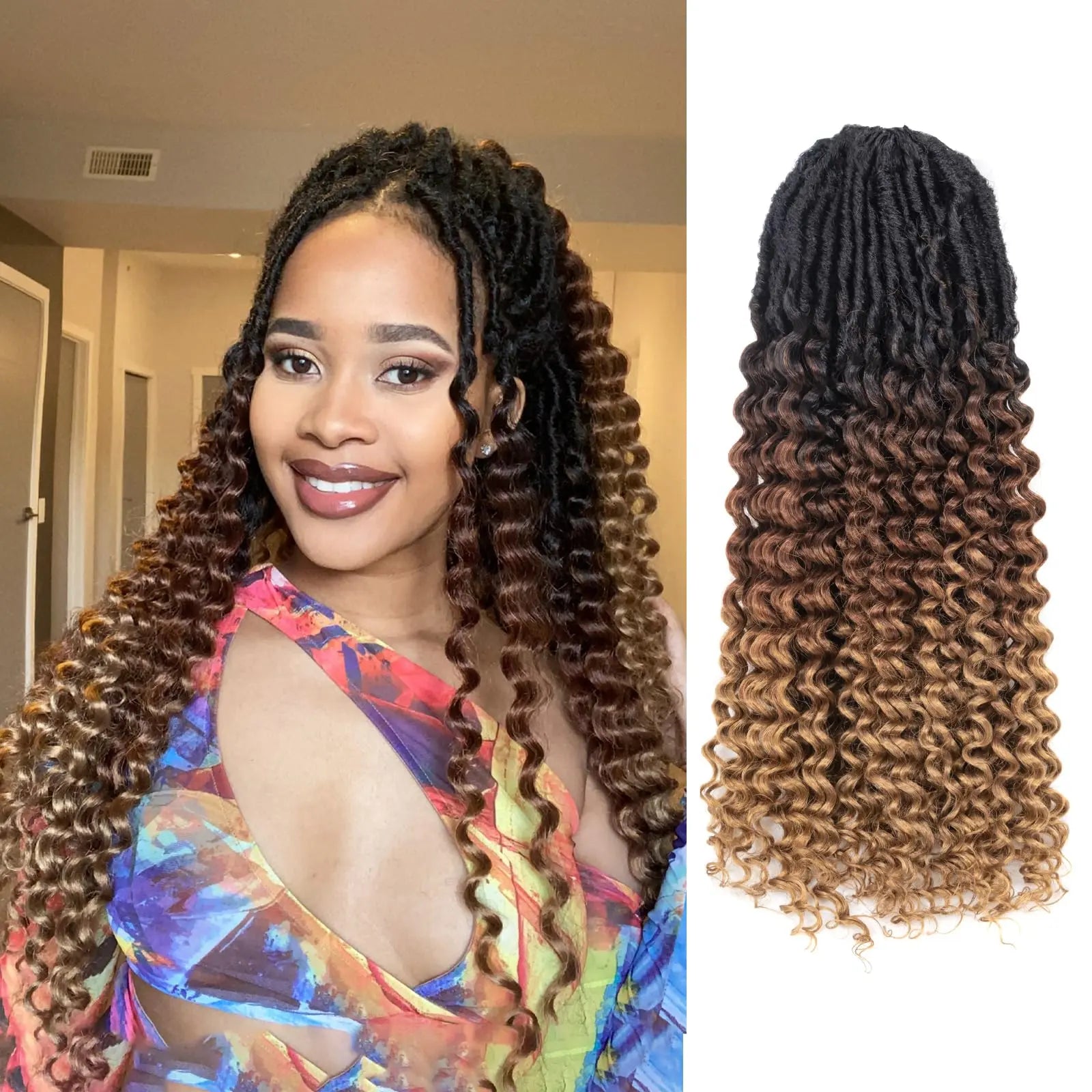 ( US ONLY) FAST SHIPPING DTL | Toyotress® Unique Deep Wave Locs Crochet French Locs With Long Curly Ends Crochet Hair Pre Looped Deep Wave Locs Braiding Hair For Women Toyotress