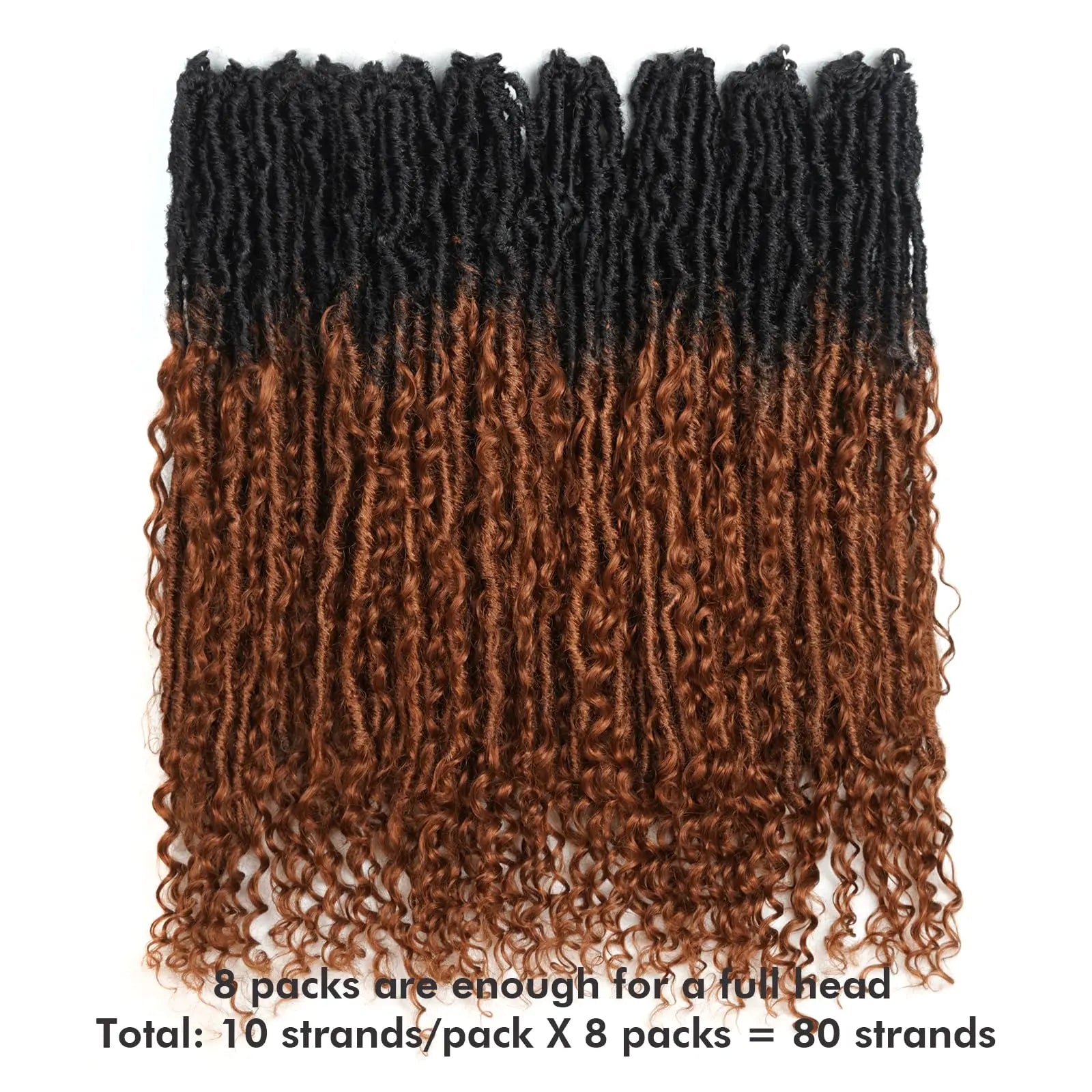 ( US ONLY) FAST SHIPPING Boho Human Hair Locs | Toyotress® Boho Human Hair Locs - 8 Packs Pre-Looped Crochet Locs With Human Hair Curls, Ombre Brown Human Hair Locs With Curly Ends Braiding Hair Extensions Toyotress