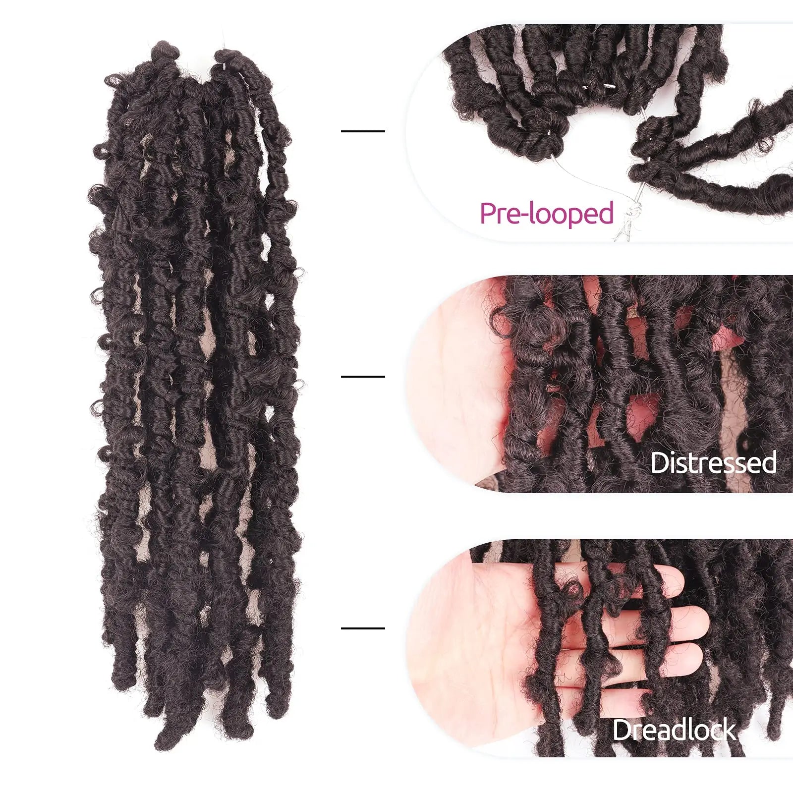 Toyotress Distressed Butterfly Locs Pre-twisted Distressed Synthetic Crochet Hair