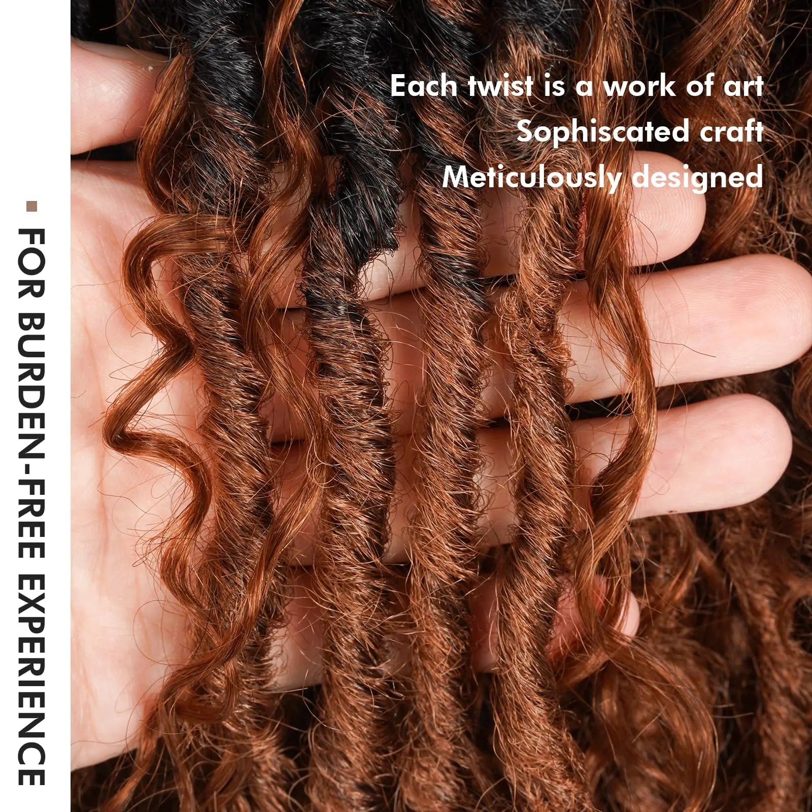 ( US ONLY) FAST SHIPPING Boho Human Hair Locs | Toyotress® Boho Human Hair Locs - 8 Packs Pre-Looped Crochet Locs With Human Hair Curls, Ombre Brown Human Hair Locs With Curly Ends Braiding Hair Extensions Toyotress
