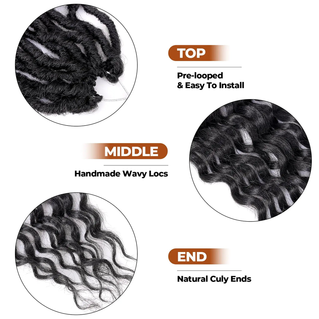 ( US ONLY) FAST SHIPPING DTL | Toyotress® Unique Deep Wave Locs Crochet French Locs With Long Curly Ends Crochet Hair Pre Looped Deep Wave Locs Braiding Hair For Women Toyotress