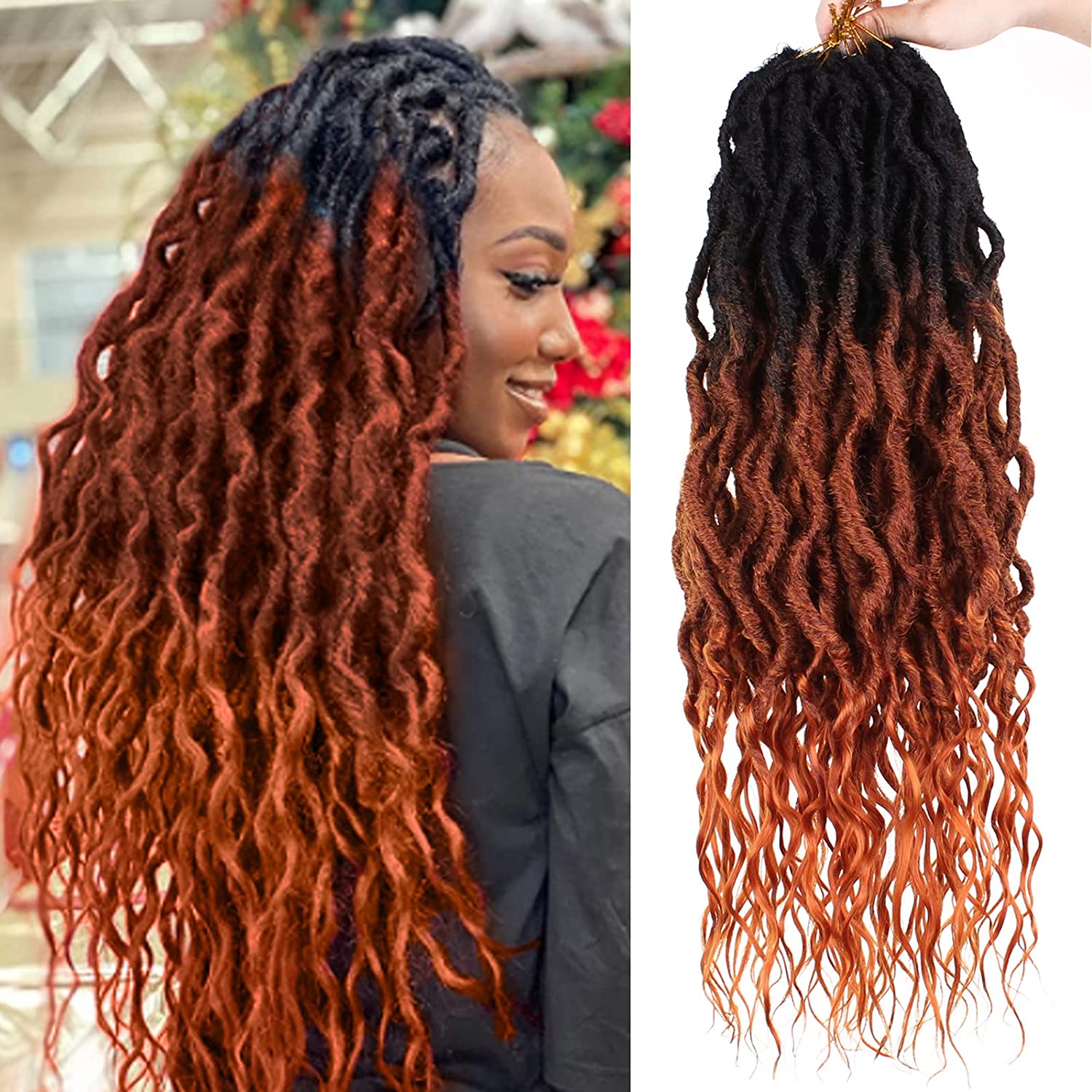 Wavy Locs Crochet Hair 16-24 Inch All Colors | Pre-Looped, Handmade Crochet Synthetic Braiding Hair