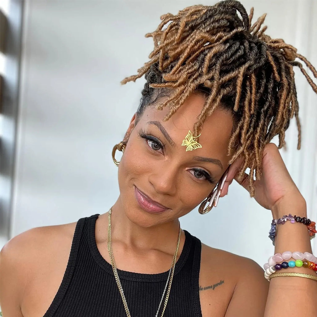 ( US ONLY) FAST SHIPPING FL | Toyotress® Faux Locs Crochet Hair - Soft Natural Ombre Brown Long Pre-looped Faux Locs Crochet Braids, Curly Wavy Synthetic Braiding Hair Extensions Toyotress