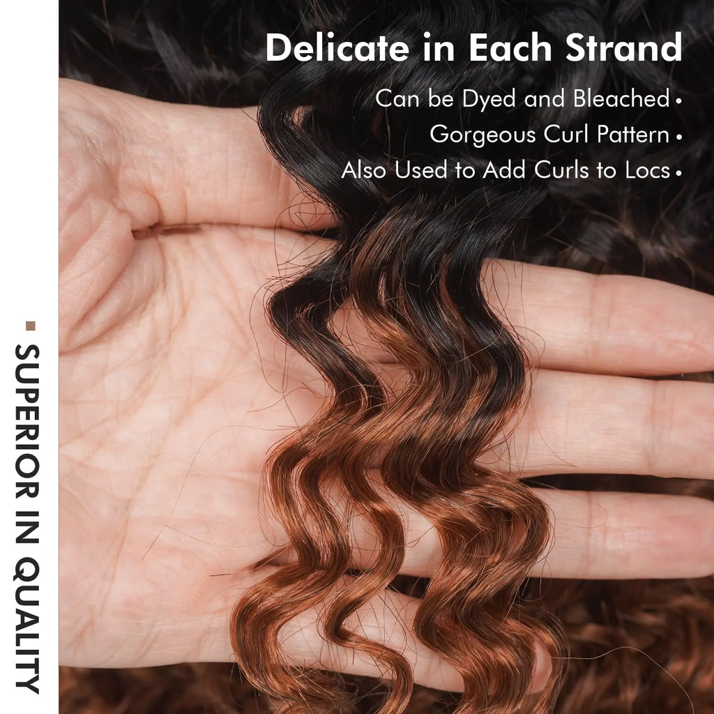 ( US ONLY) FAST SHIPPING丨ToyoTress Human Crochet Hair Kinky Curly - Feather-Line Invisible Knotless Crochet Human Hair For Black Women Brown Highlight Braiding Hair Toyotress