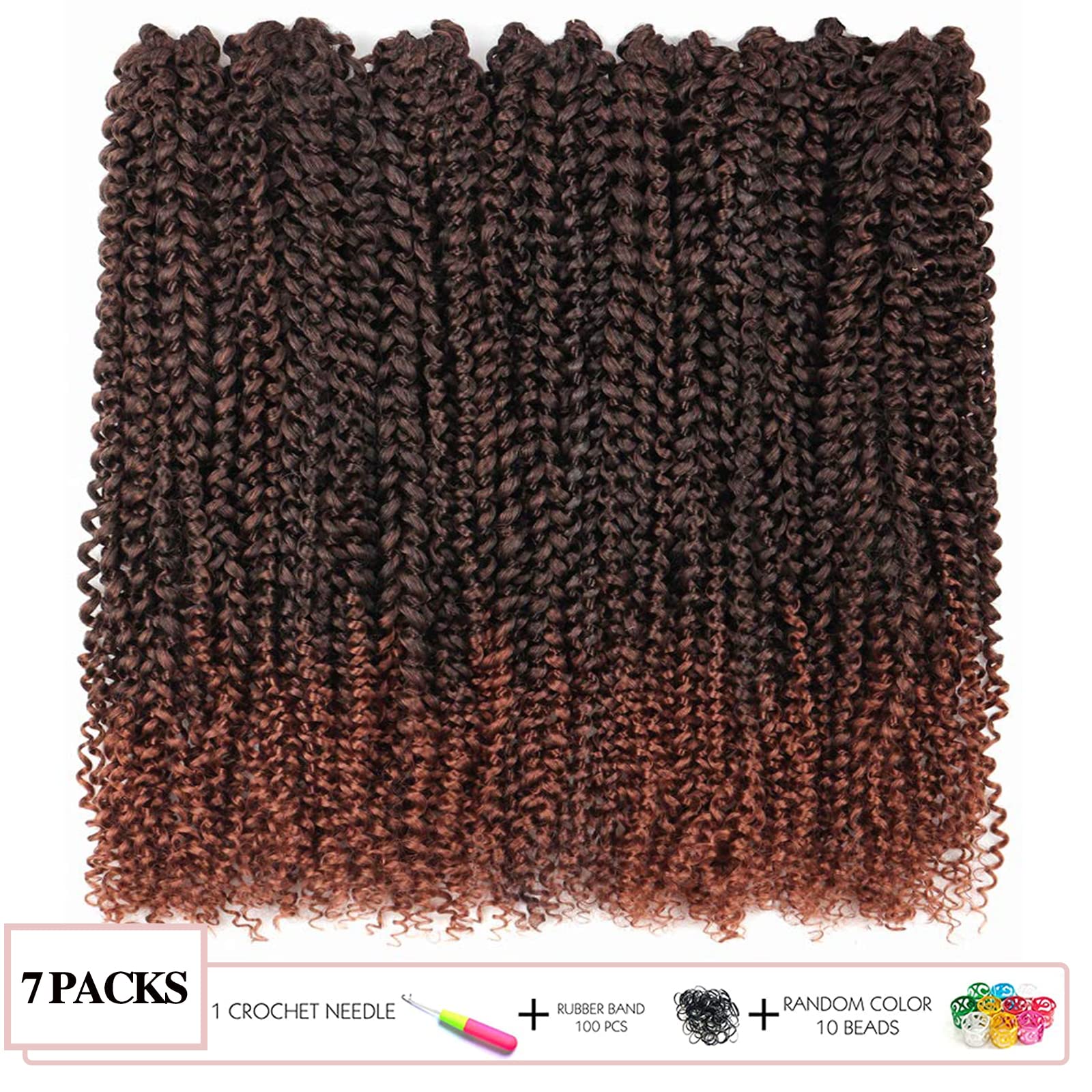 TOYOTRESS Water Wave Passion Twist Hair - Ombre Orange Water Wave Crochet Braids Synthetic Braiding Hair Extensions