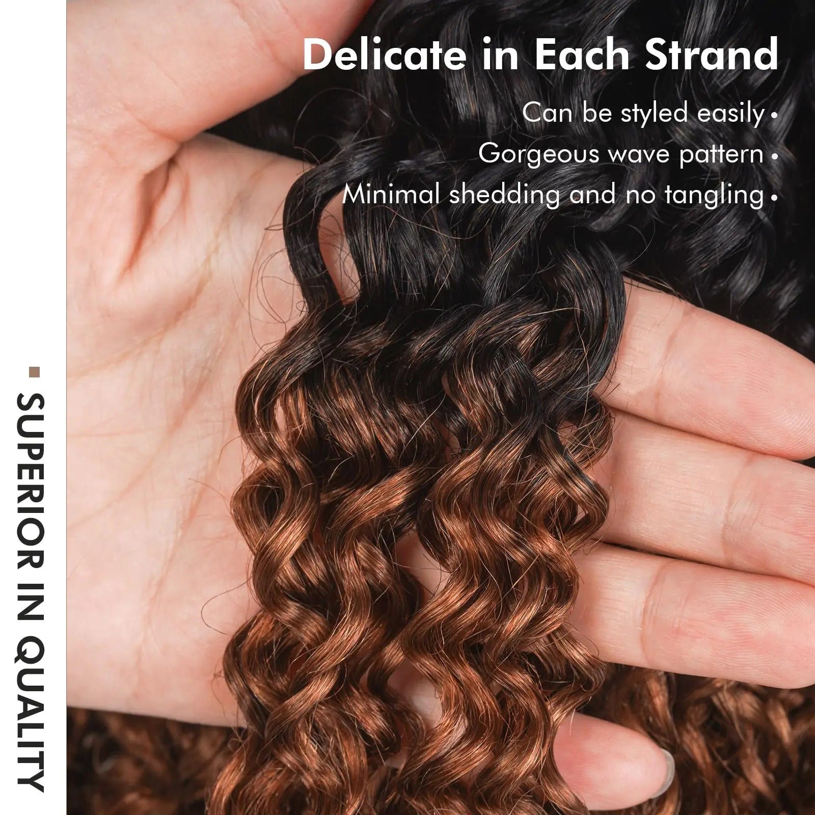 ( US ONLY) FAST SHIPPING HBC丨ToyoTress Burmese Curly Crochet Human Hair - Feather-Line Invisible Knotless Crochet Human Hair Brown Highlight Braiding Hair Toyotress