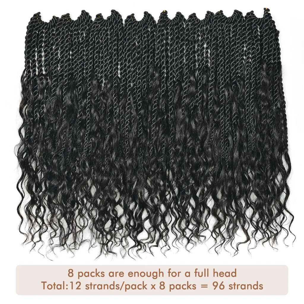 ( US ONLY) FAST SHIPPING HBIT | Toyotress® Boho Island Twist with Human Hair Curls Crochet Hair Senegalese Twist Pre Looped Braiding Hair With Human Hair Curly Ends Toyotress